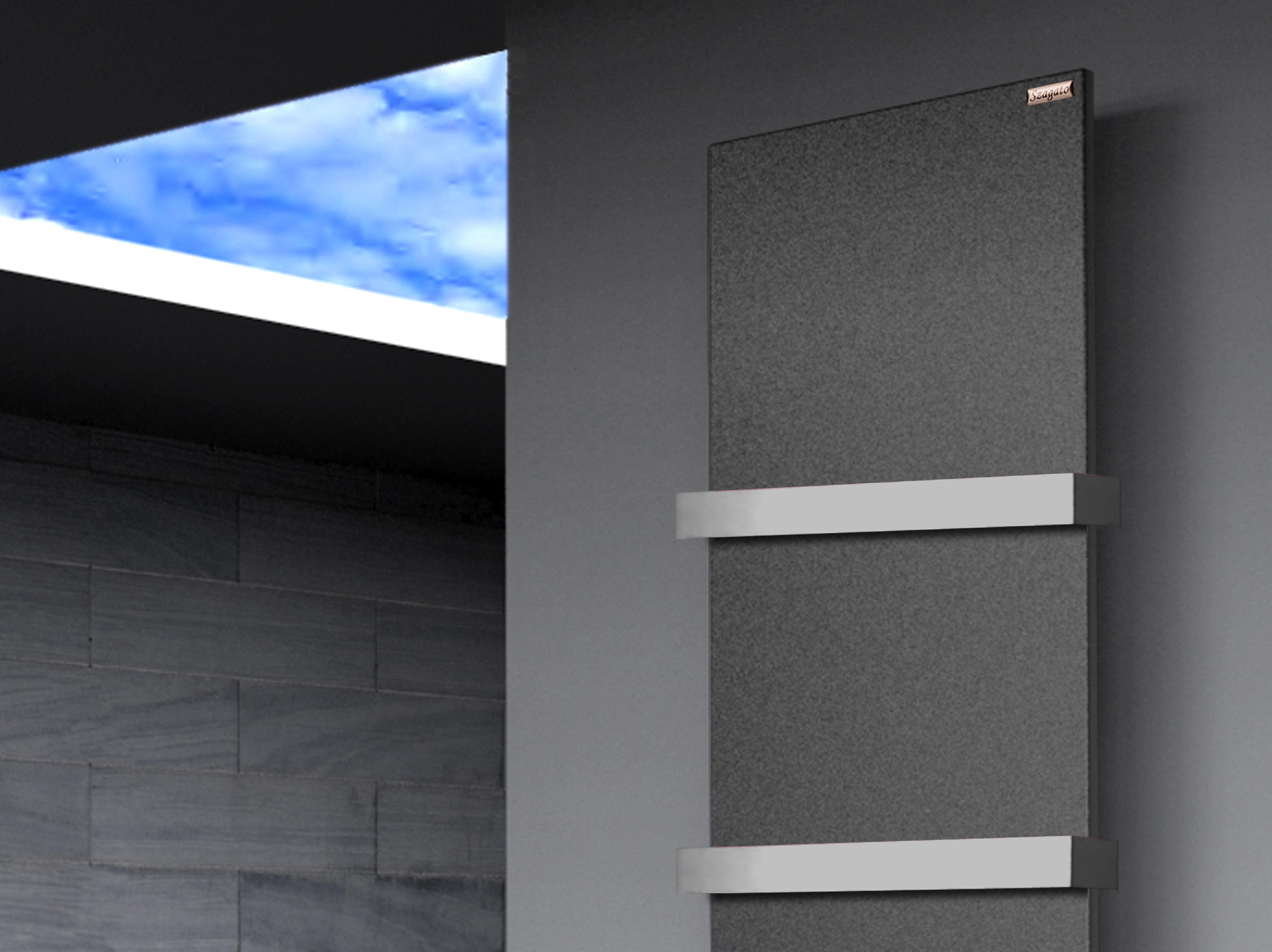 BADHEIZKÖRPER Design Mirror Steel 3 180x47cm 1118 Watt anthrazit - moonstone (+2 Halter 50mm) SZAGATO Designheizkörper Mittelanschluss Handtuchwärmer