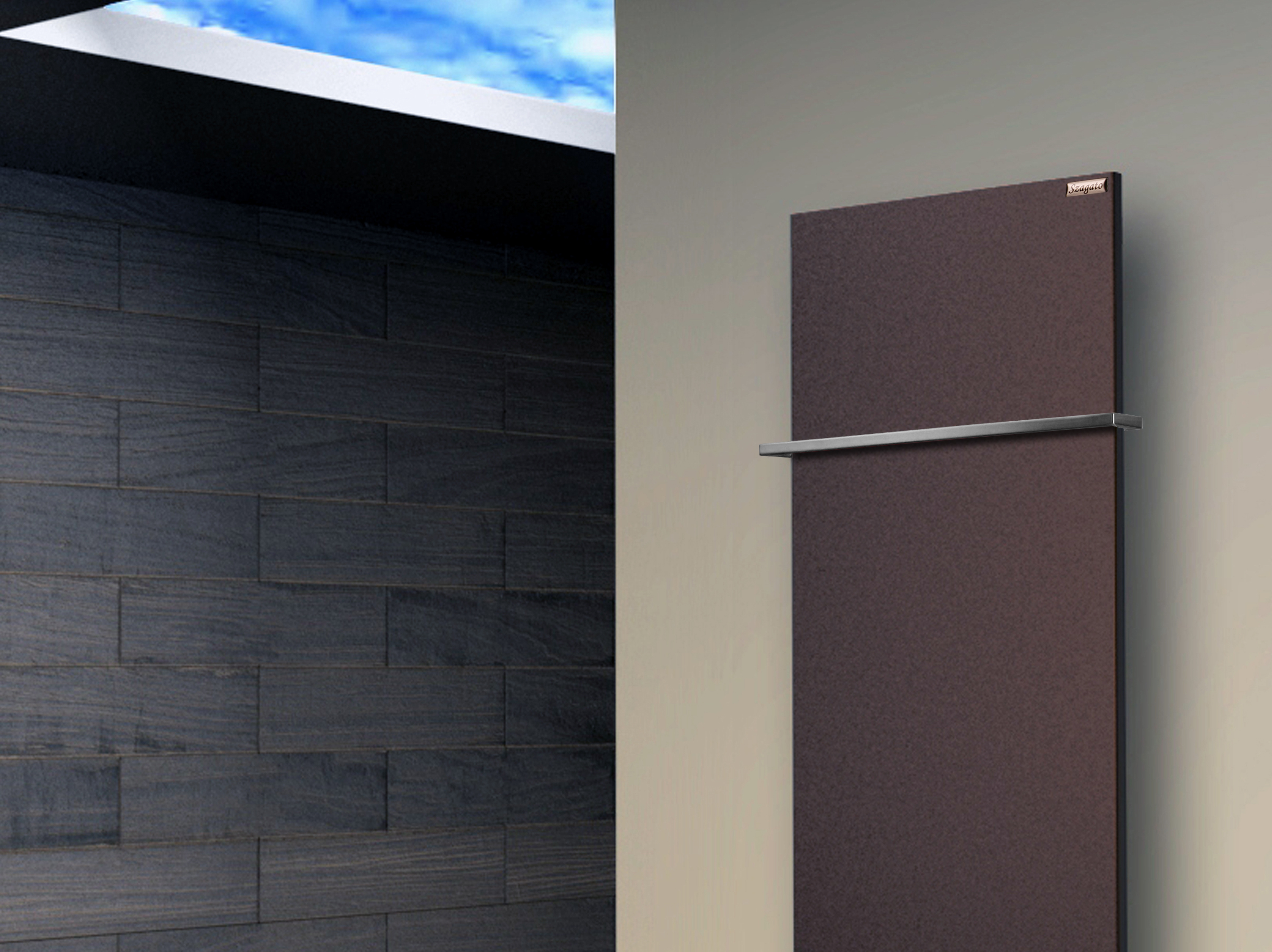 BADHEIZKÖRPER Design Mirror Steel 2 120x47cm 799 Watt braun (+1 Halter 15mm) SZAGATO Handtuchheizkörper mit Mittelanschluss Handtuchwärmer