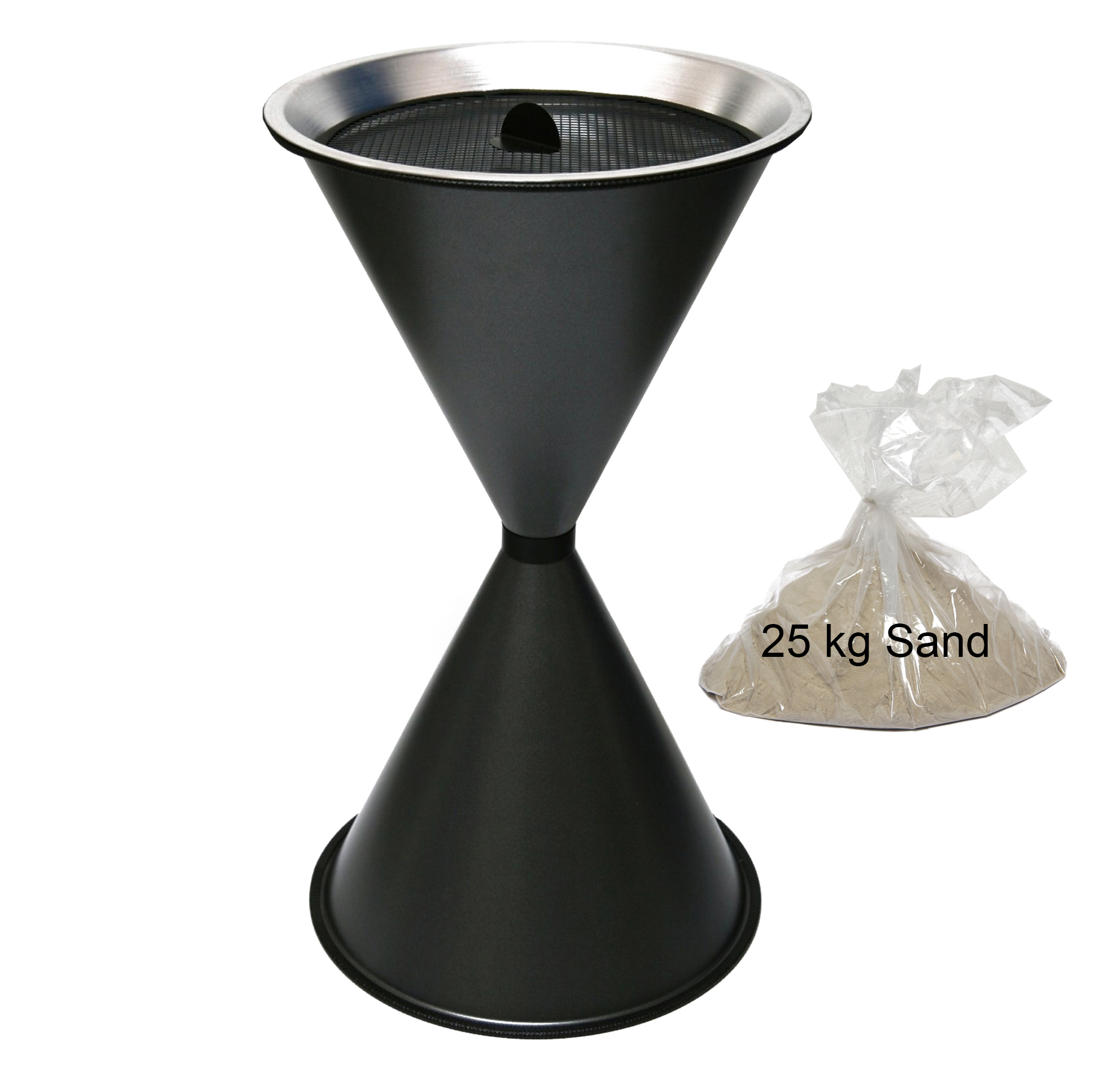 Stand Aschenbecher Diabolo 71x40cm schwarz inkl. 25 kg Quarzsand SZAGATO Aschenbecher groß Stand-Aschenbecher außen Aschenbecher stehend draußen