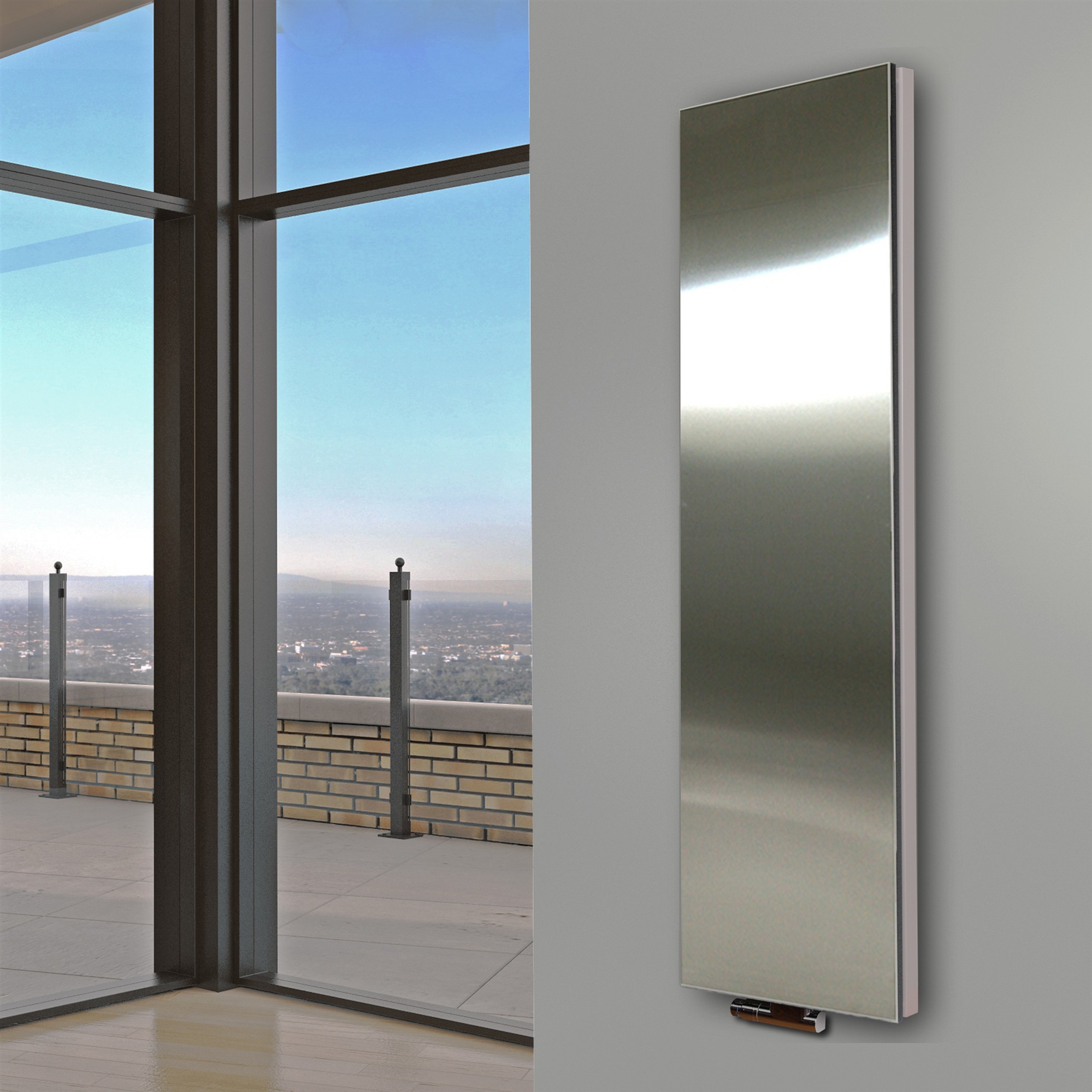 BADHEIZKÖRPER Design Mirror 6 180x47cm 1964 Watt Edelstahl matt SZAGATO Designheizkörper Handtuchheizkörper mit Mittelanschluss Handtuchwärmer