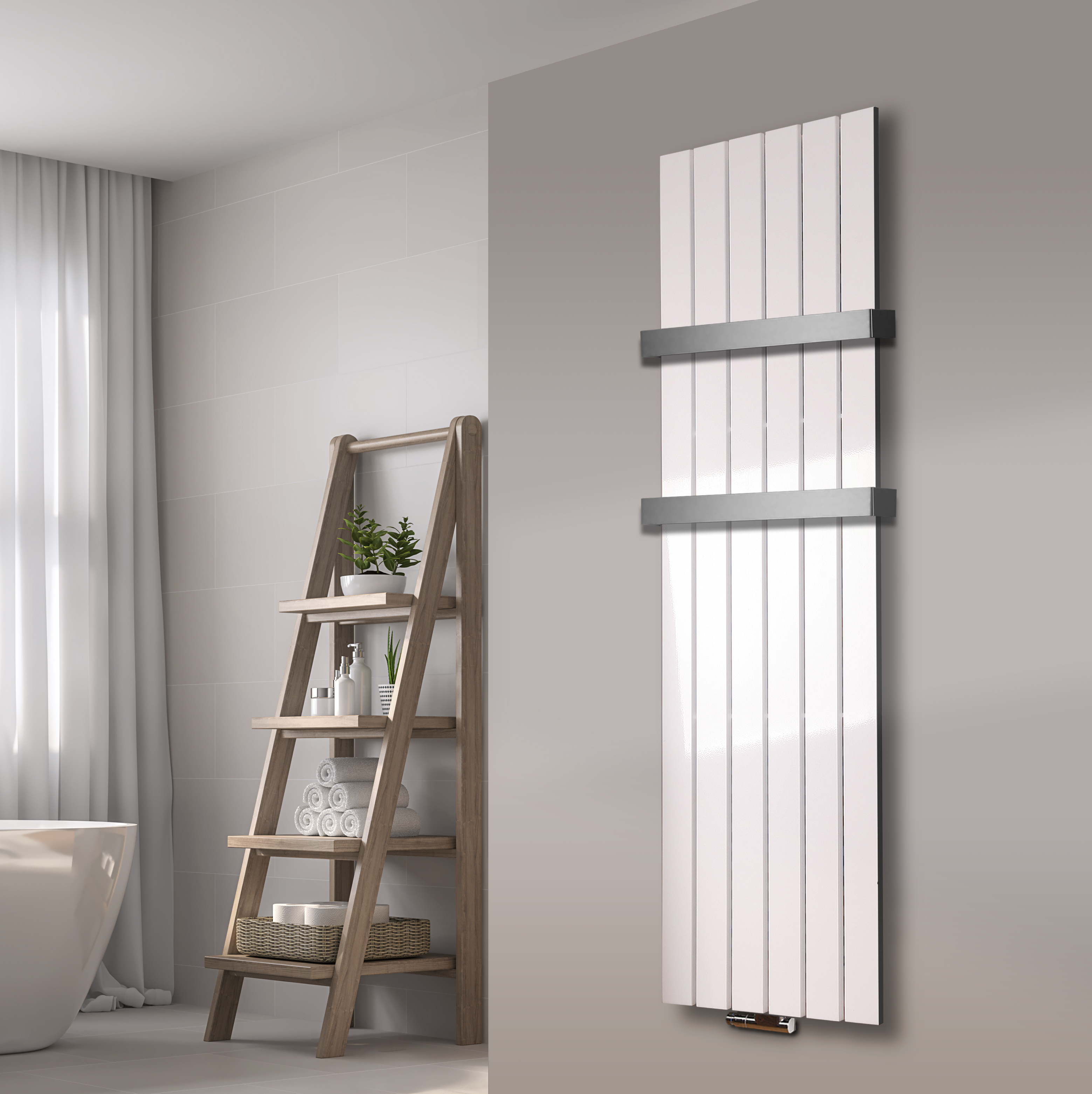 BADHEIZKÖRPER Design Peking 3 180x47cm 1118 Watt weiß (+2 Halter 50mm) SZAGATO Designheizkörper Handtuchheizkörper mit Mittelanschluss Handtuchwärmer