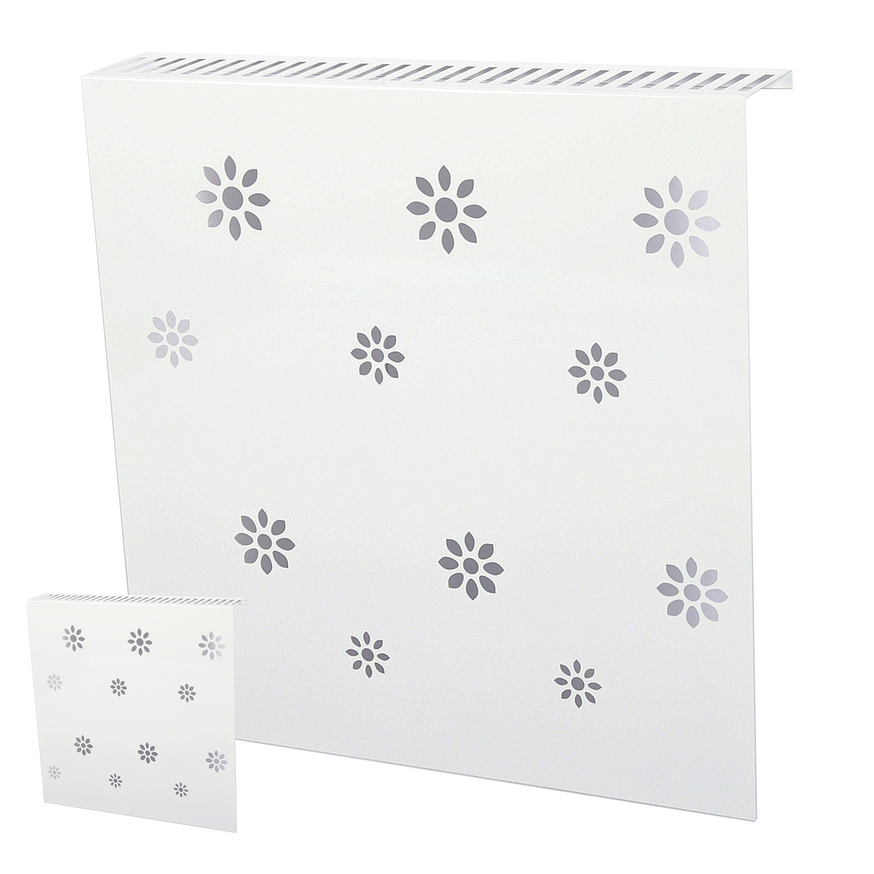 Heizkörperverkleidung 60 x 60cm Design Flower weiß (SET=2 Stück) SZAGATO Heizungsverkleidung  Verkleidung Heizkörper Abdeckung für Heizkörper