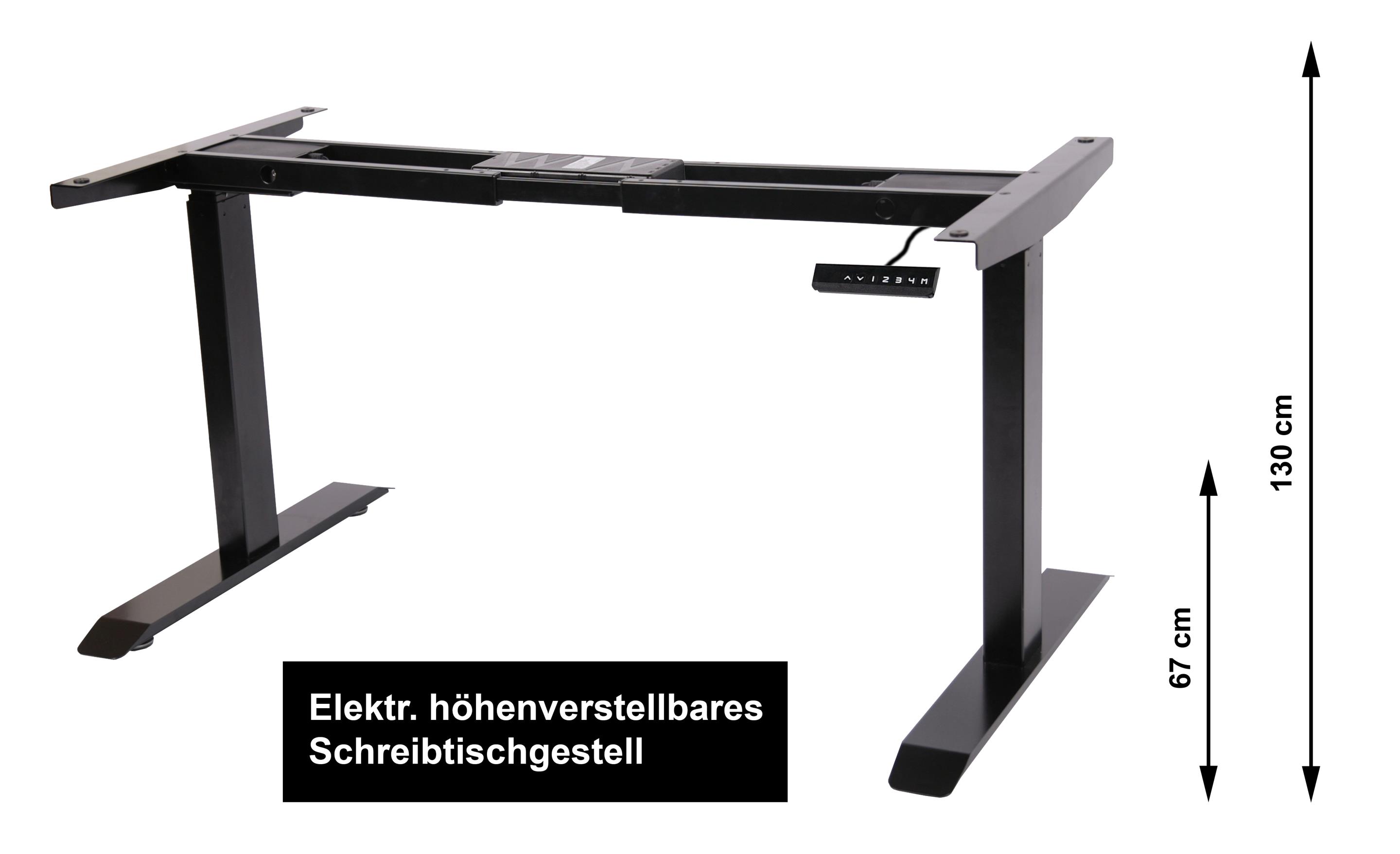 Gestell höhenverstellbarer Schreibtisch 118x70x62-127cm schwarz für Platten von 120-180cm mit Memory-Funktion SZAGATO höhenverstellbarer Schreibti