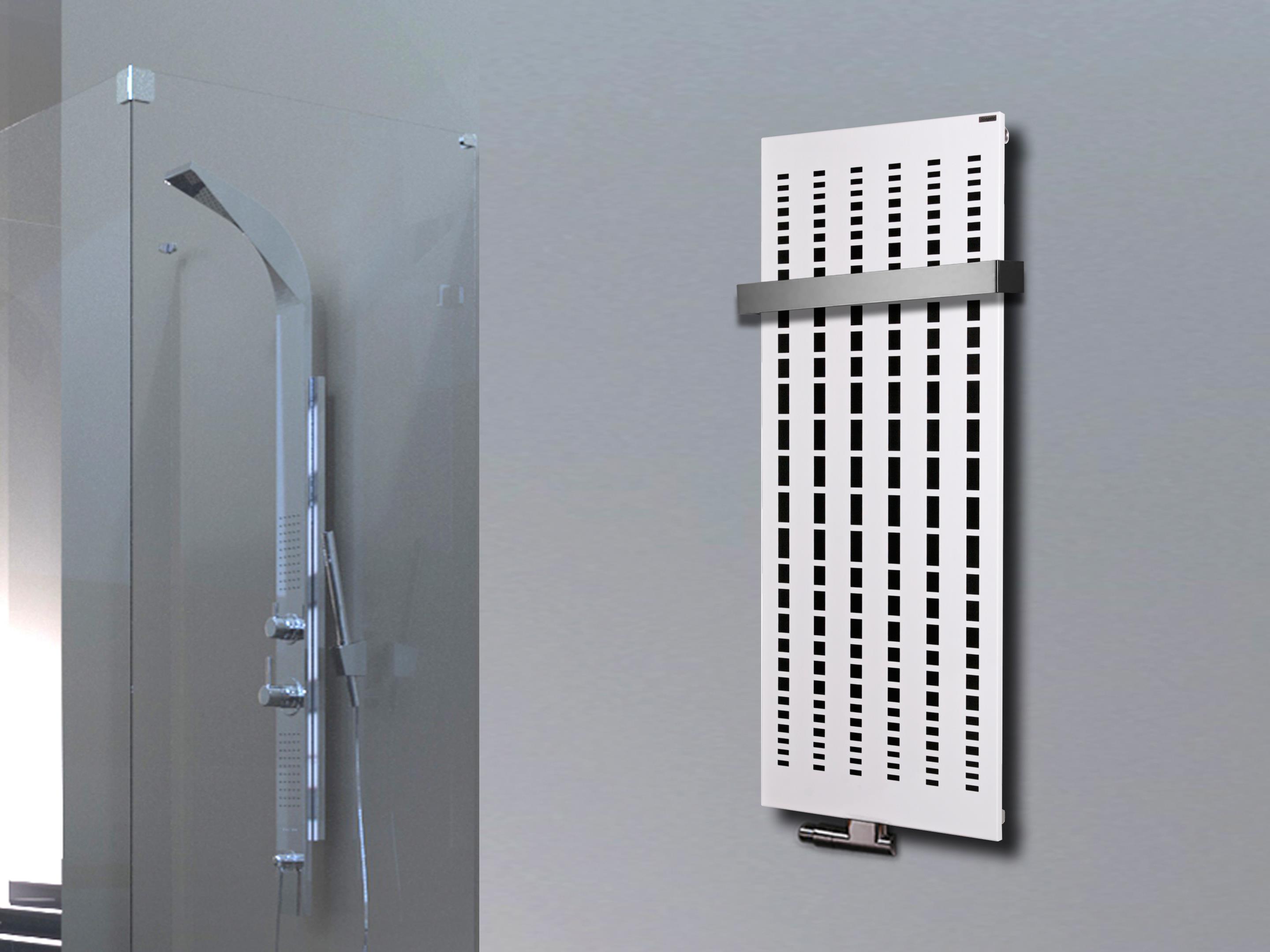 BADHEIZKÖRPER Design broken Mirror 2 120x47cm 799 Watt weiß +1 Halter 50mm SZAGATO Designheizkörper Handtuchheizkörper Mittelanschluss Handtuchwärmer