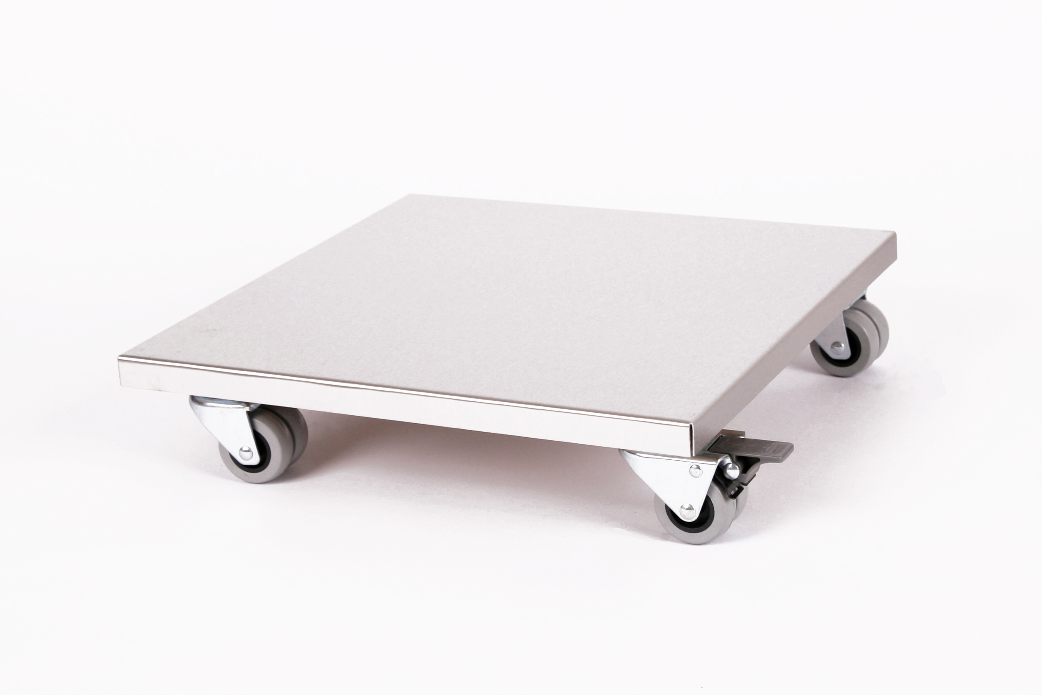 Rollbrett Pflanzenroller 40x40cm Edelstahl 300kg Doppelrollen + Bremse SZAGATO Made in Germany Blumenuntersetzer Möbelroller Outdoor Blumenroller