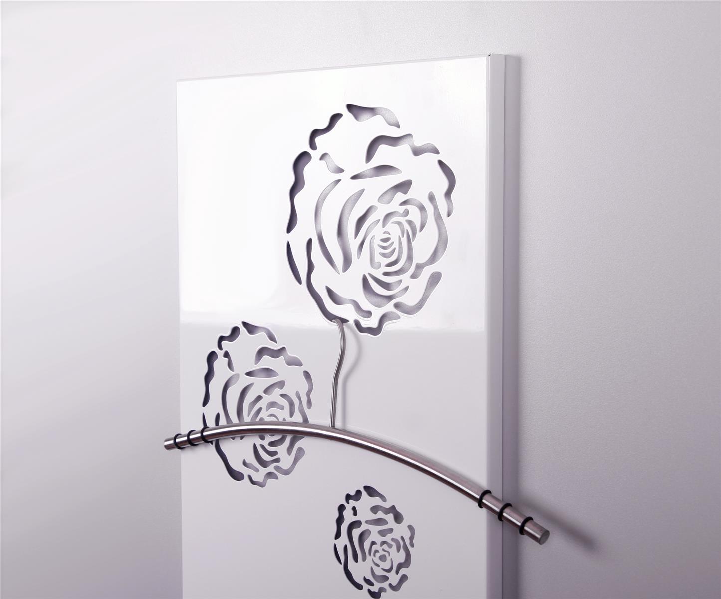 Wandgarderobe Design Rose 140x40cm weiß SZAGATO Made in Germany Garderobenpaneel Garderobenleiste Garderobenleisten Flurgarderobe Garderobe Flur