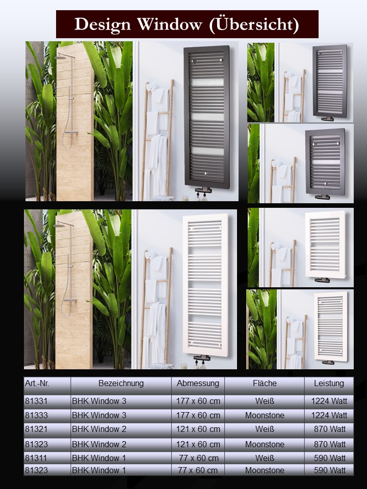 BADHEIZKÖRPER Design Window 2 121x60cm 870 Watt anthrazit moonstone SZAGATO Designheizkörper Handtuchheizkörper mit Mittelanschluss Handtuchwärmer