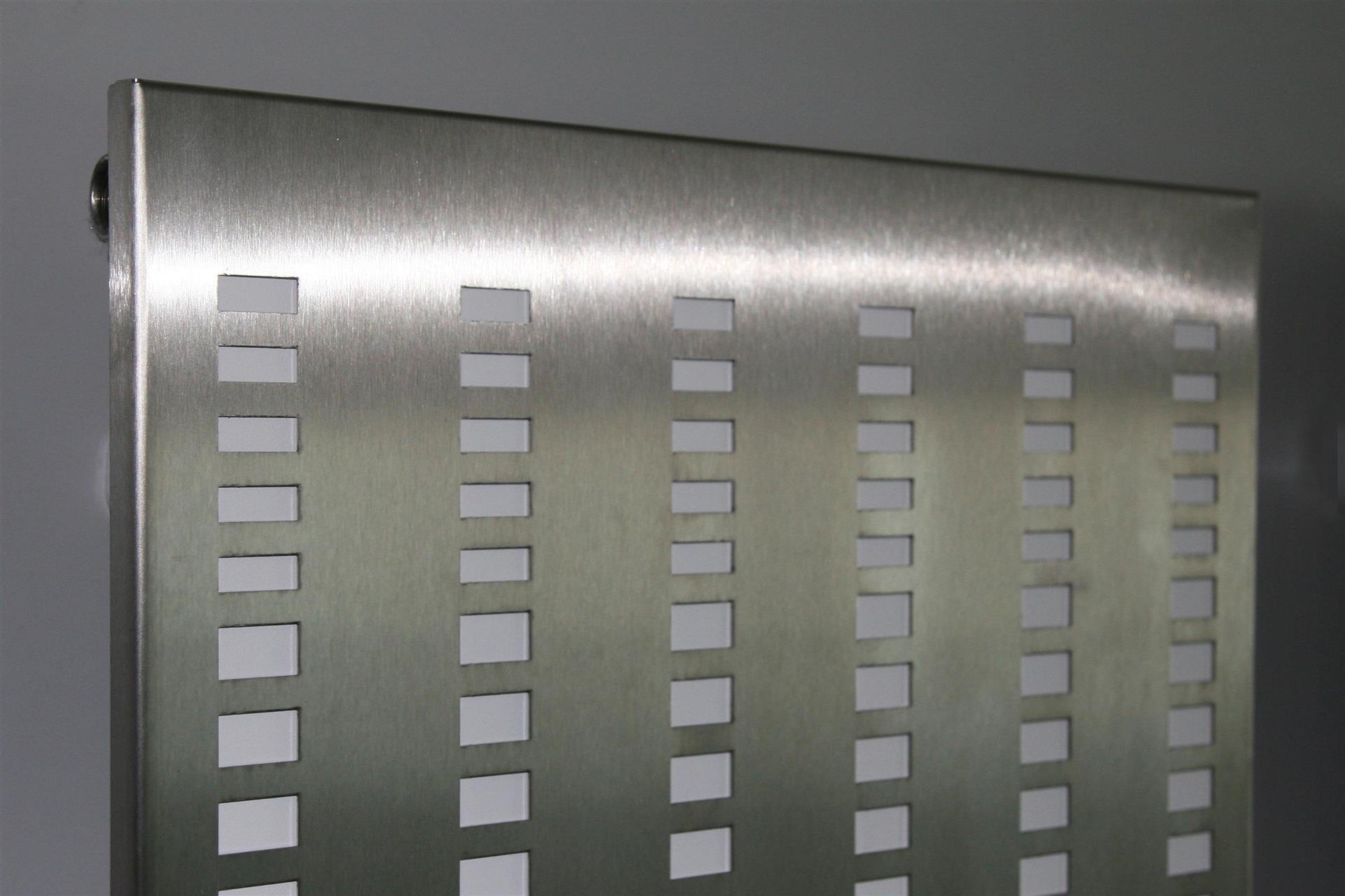 BADHEIZKÖRPER Design broken Mirror 2 120x47cm 799 Watt Edelstahl matt (+1 Halter 50mm) SZAGATO Designheizkörper mit Mittelanschluss Handtuchwärmer