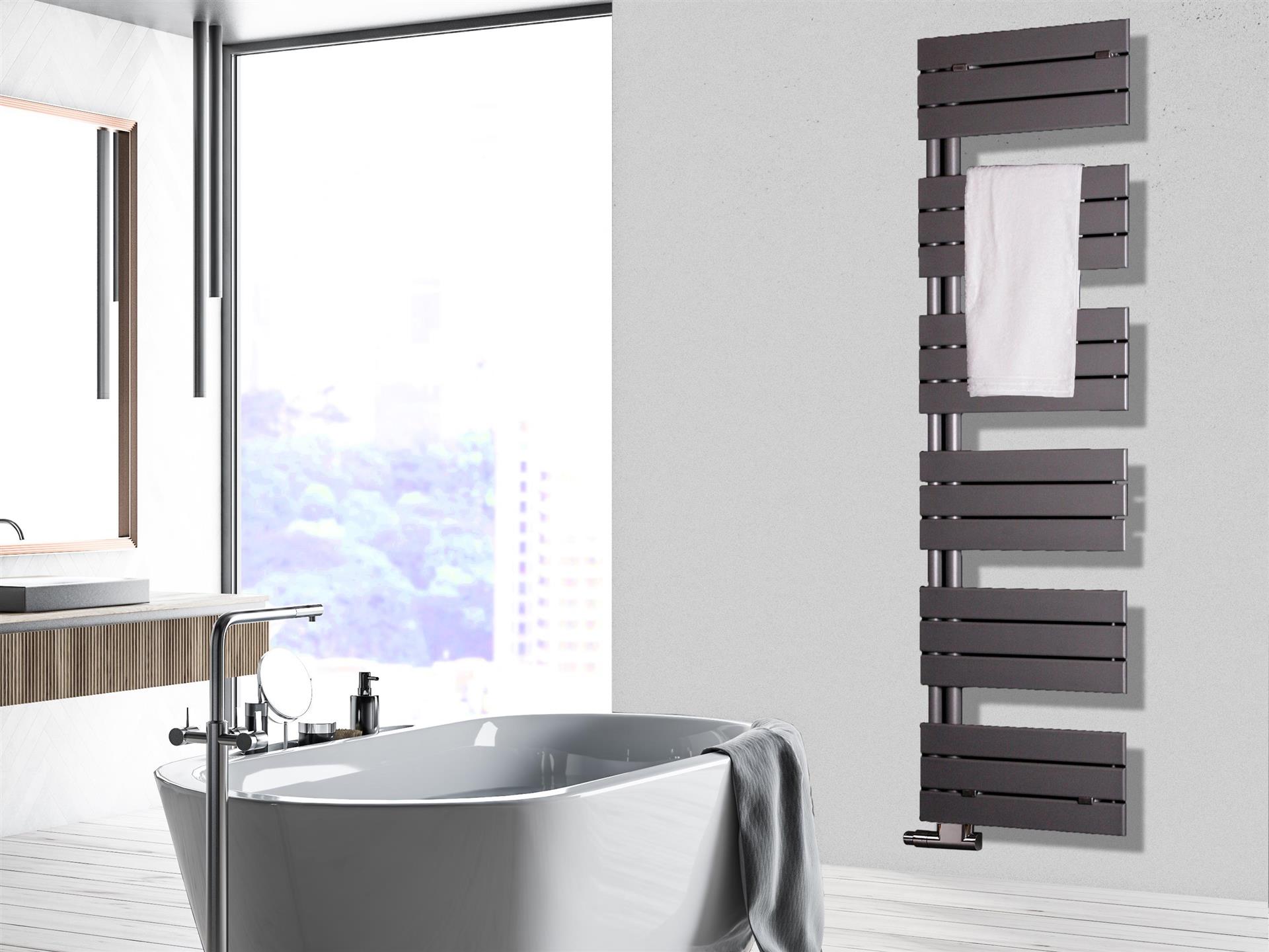 BADHEIZKÖRPER Design Chicago 3 175x50cm 740 Watt anthrzit - moonstone SZAGATO Designheizkörper Handtuchheizkörper mit Mittelanschluss Handtuchwärmer