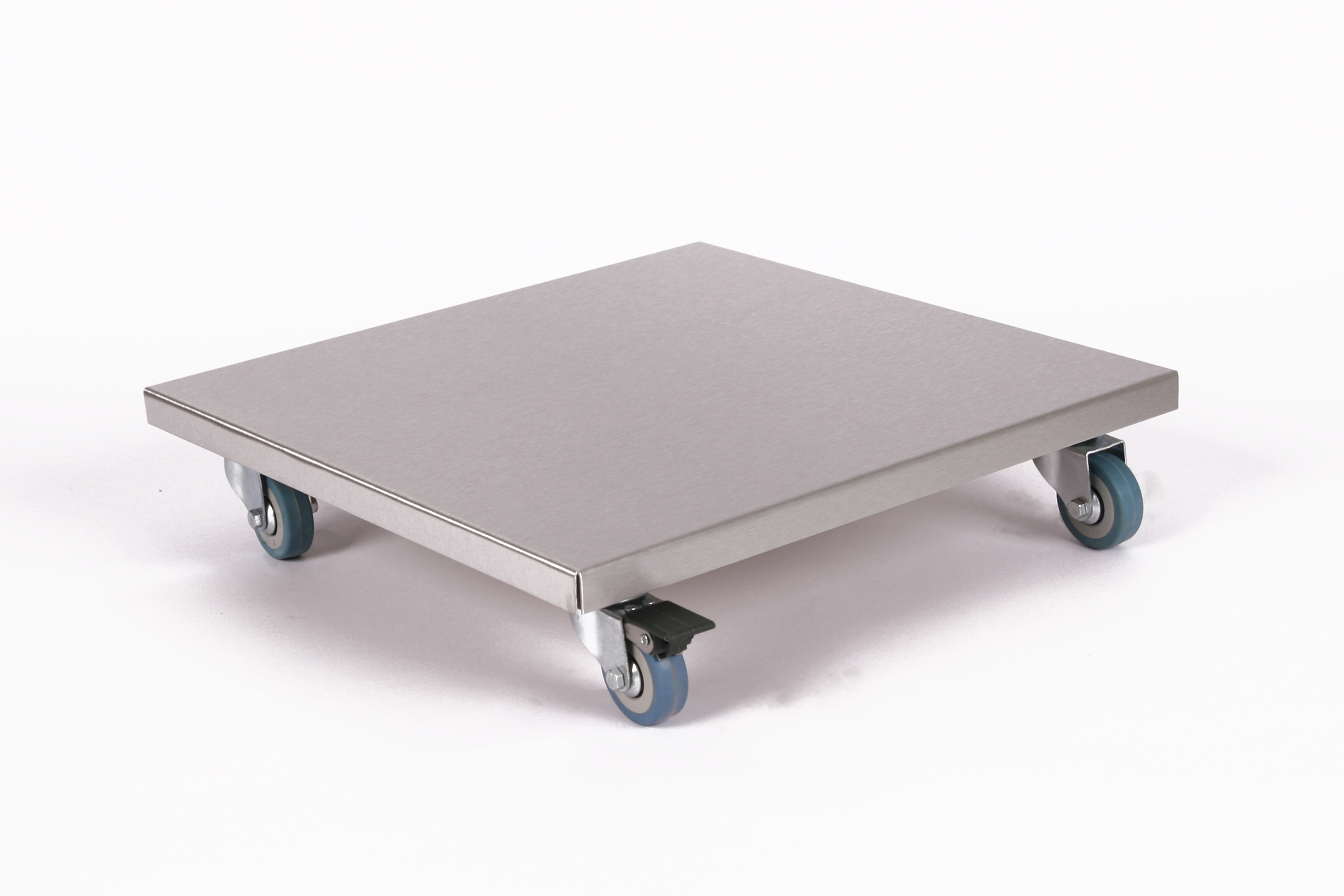 Rollbrett Pflanzenroller 40x40cm Edelstahl 150kg PU-Rolle + Bremse SZAGATO Made in Germany Blumenuntersetzer Möbelroller Blumenroller Transportroller