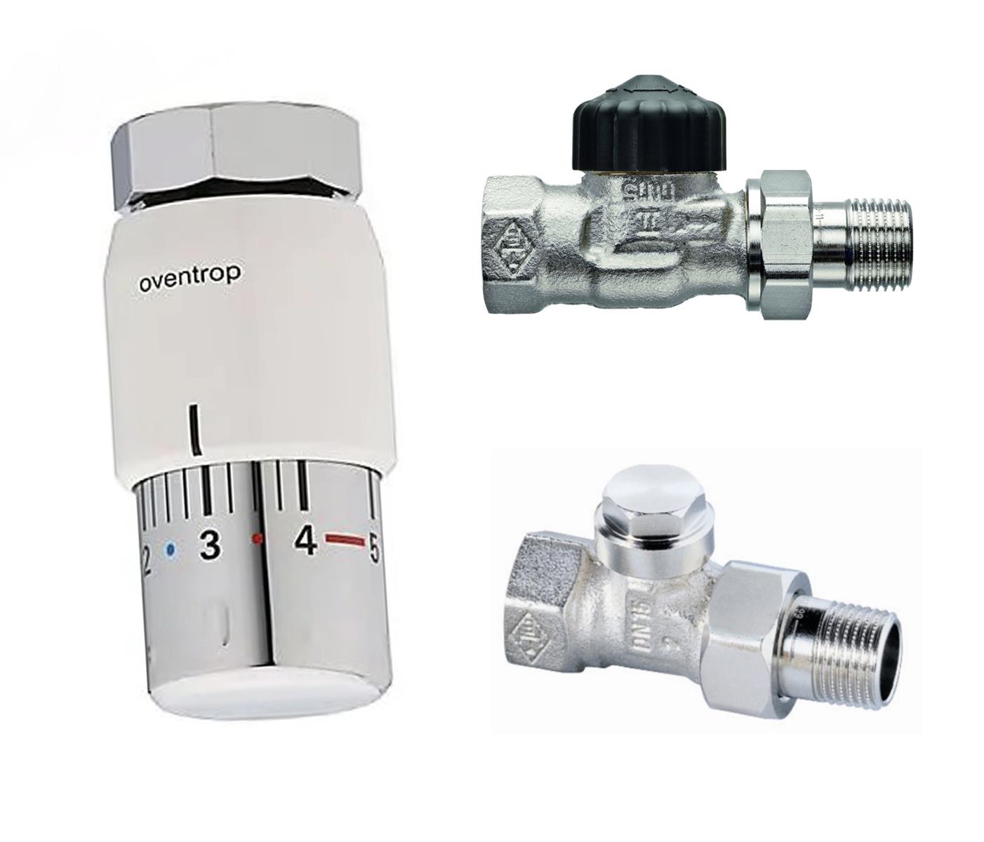 Heizkörper Anschluss SET Durchgang 1/2 Zoll mit Thermostat weiß SZAGATO Anschluss Set Badheizkörper Anschluss Set Heizkörper Mittelanschlussblock