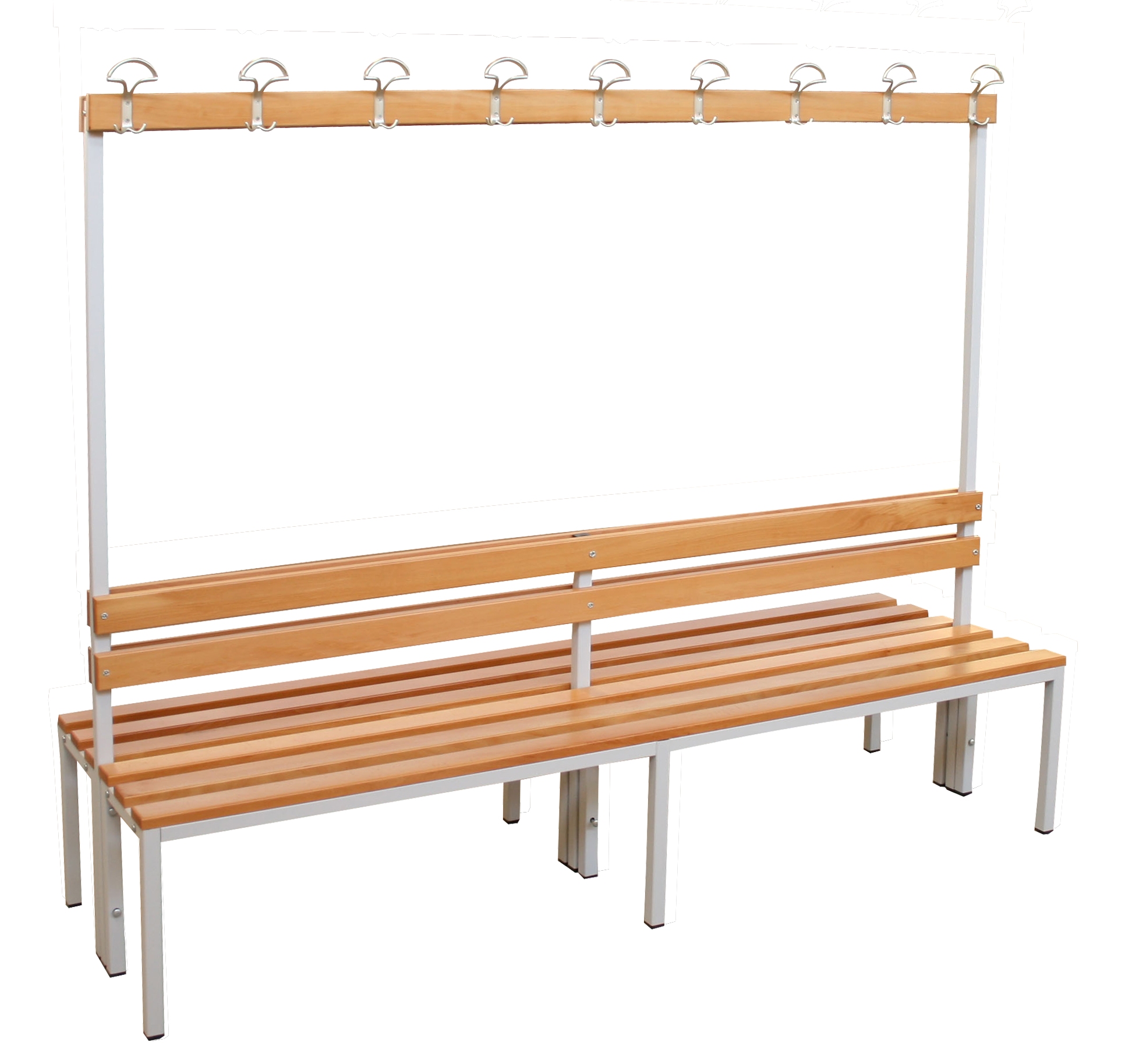 Garderobenbank mit Haken 2-seitig 2 Sitzbänke HxBxT 170x200x60cm Marke SZAGATO Umkleidebank Umkleide Sitzbank Garderobe mit Sitzbank Fussball