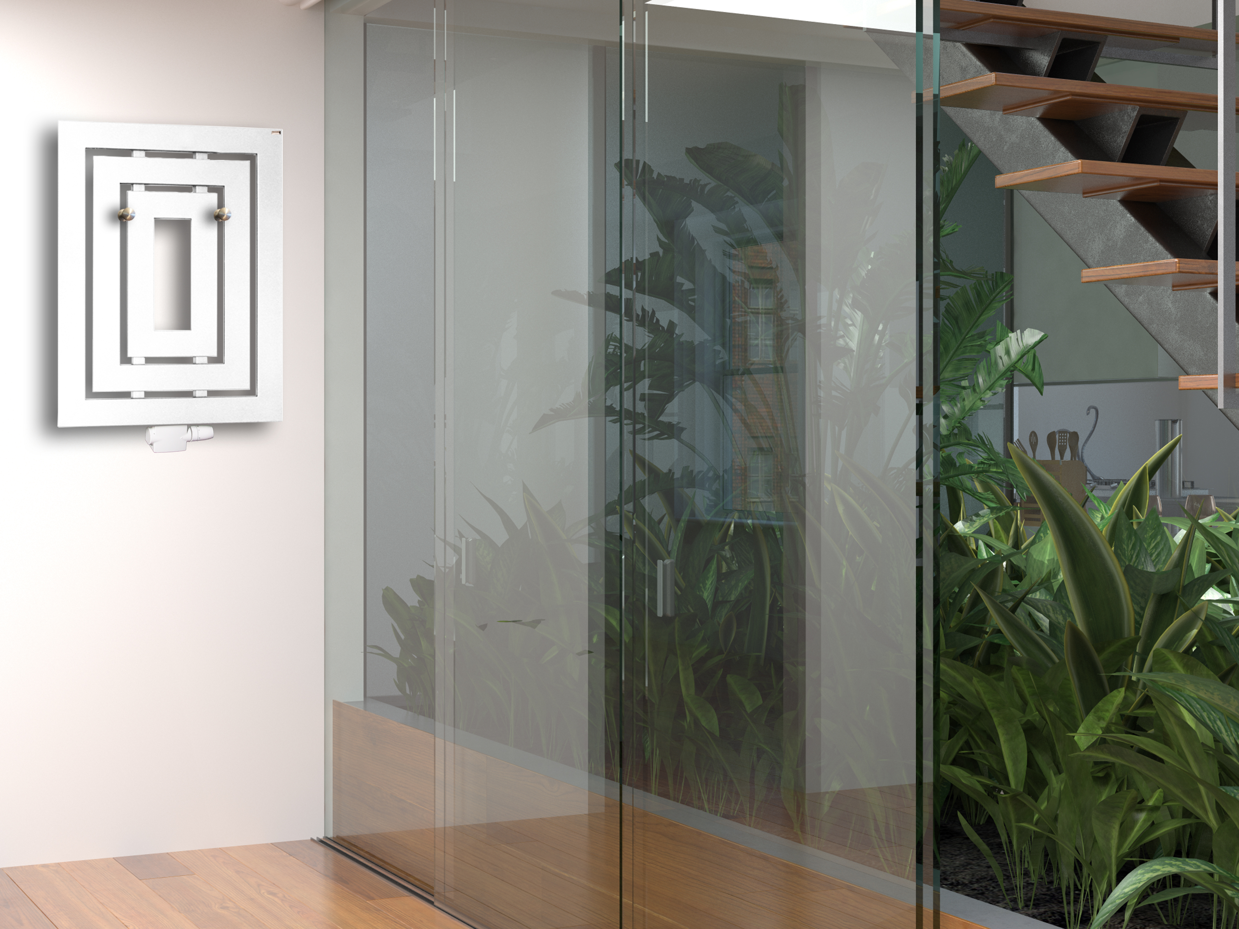 BADHEIZKÖRPER Design Insight 1 80x60cm 612 Watt weiß (+ 2 Knopfhalter) SZAGATO Designheizkörper Handtuchheizkörper mit Mittelanschluss Handtuchwärmer