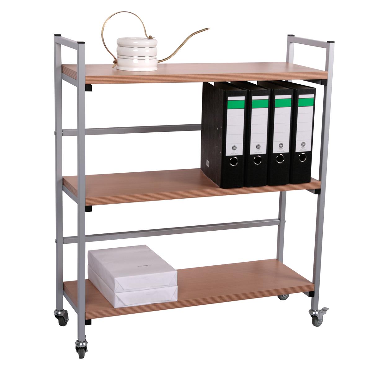 Tischwagen / Ordner-Rollwagen HxBxT 100x89x30cm 3 Böden Buche SZAGATO Made in Germany  Ordner Rollwagen Roller Regal Rollregal Archiv für Akten