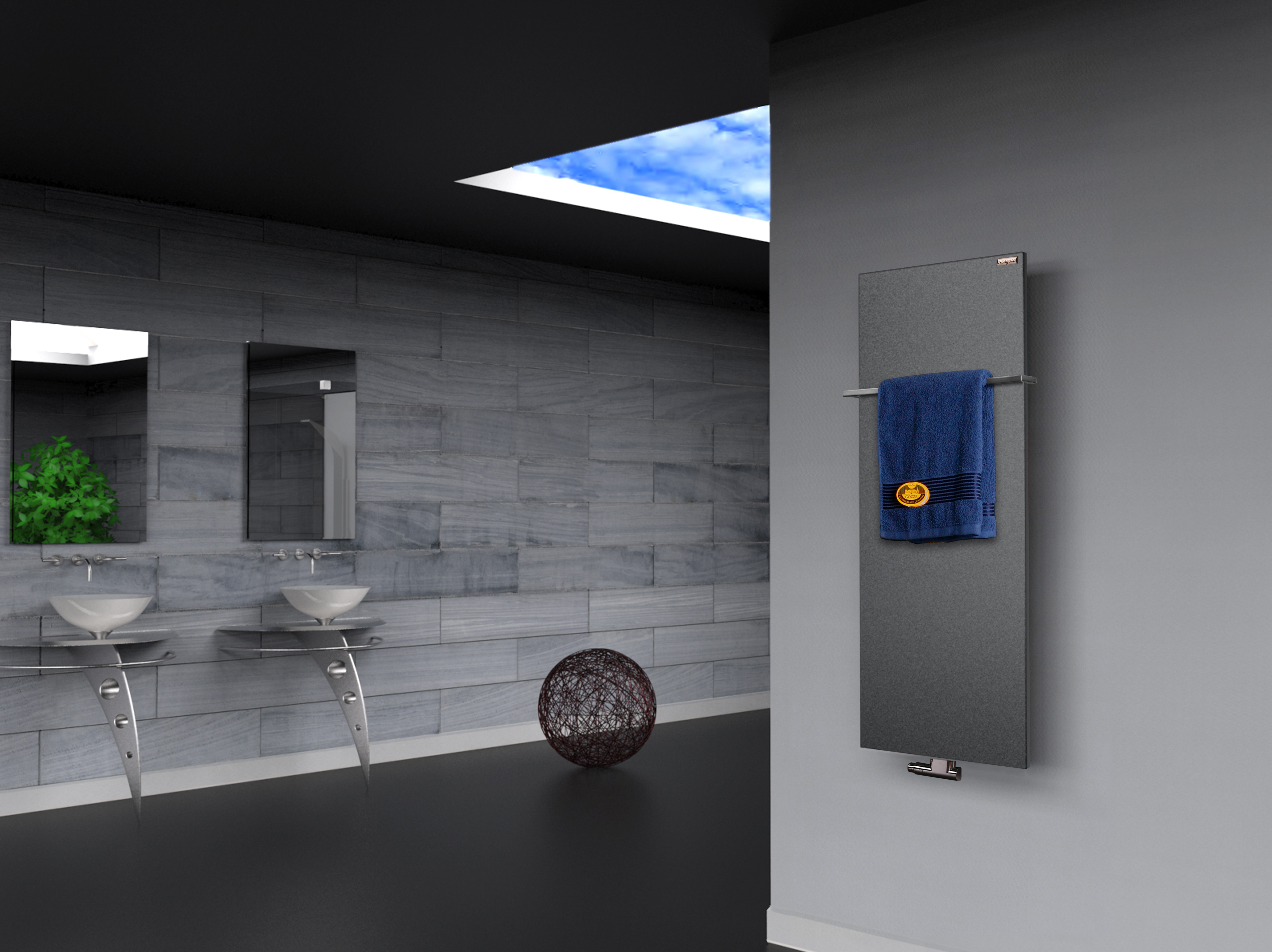 BADHEIZKÖRPER Design Mirror Steel 2 120x47cm 799 Watt anthrazit - moonstone (+1 Halter 15mm) SZAGATO Designheizkörper Mittelanschluss Handtuchwärmer