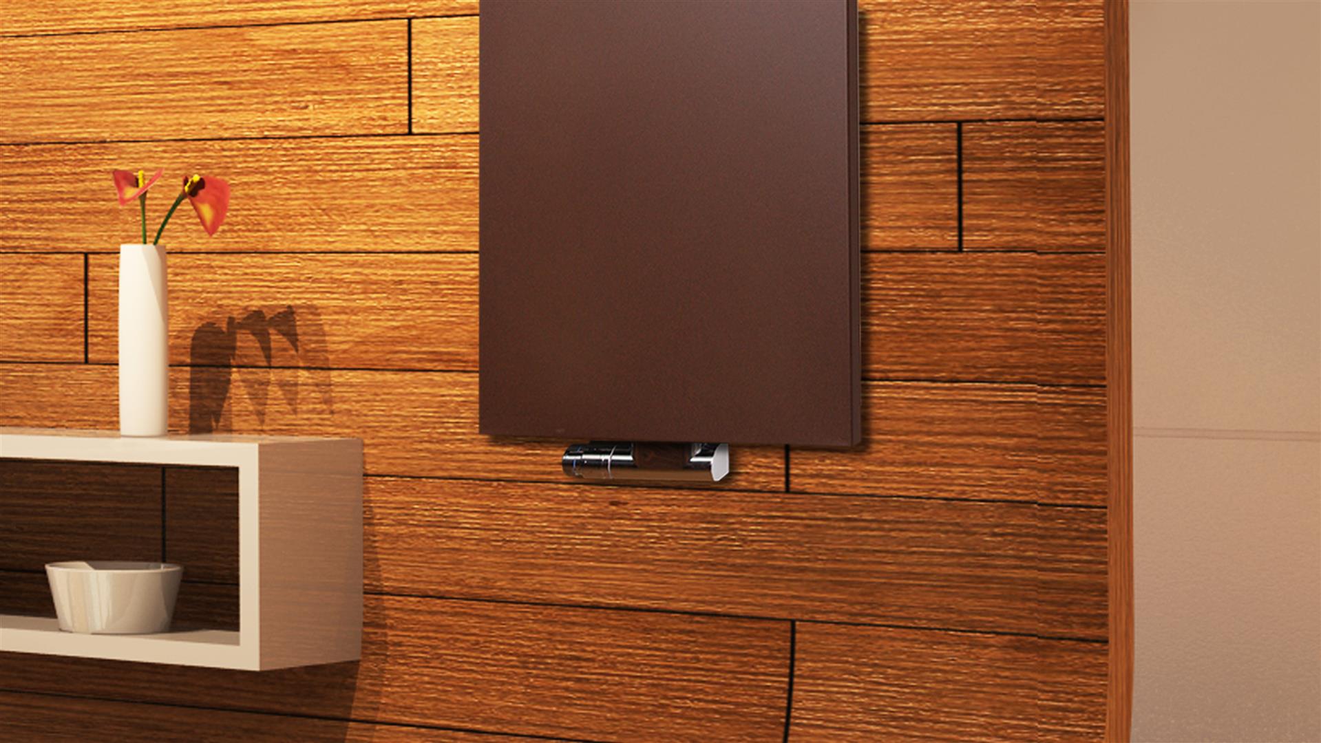 BADHEIZKÖRPER Design Mirror Steel 2 120x47cm 799 Watt braun (+1 Halter glänzend 50mm) SZAGATO Designheizkörper Handtuchheizkörper Mittelanschluss