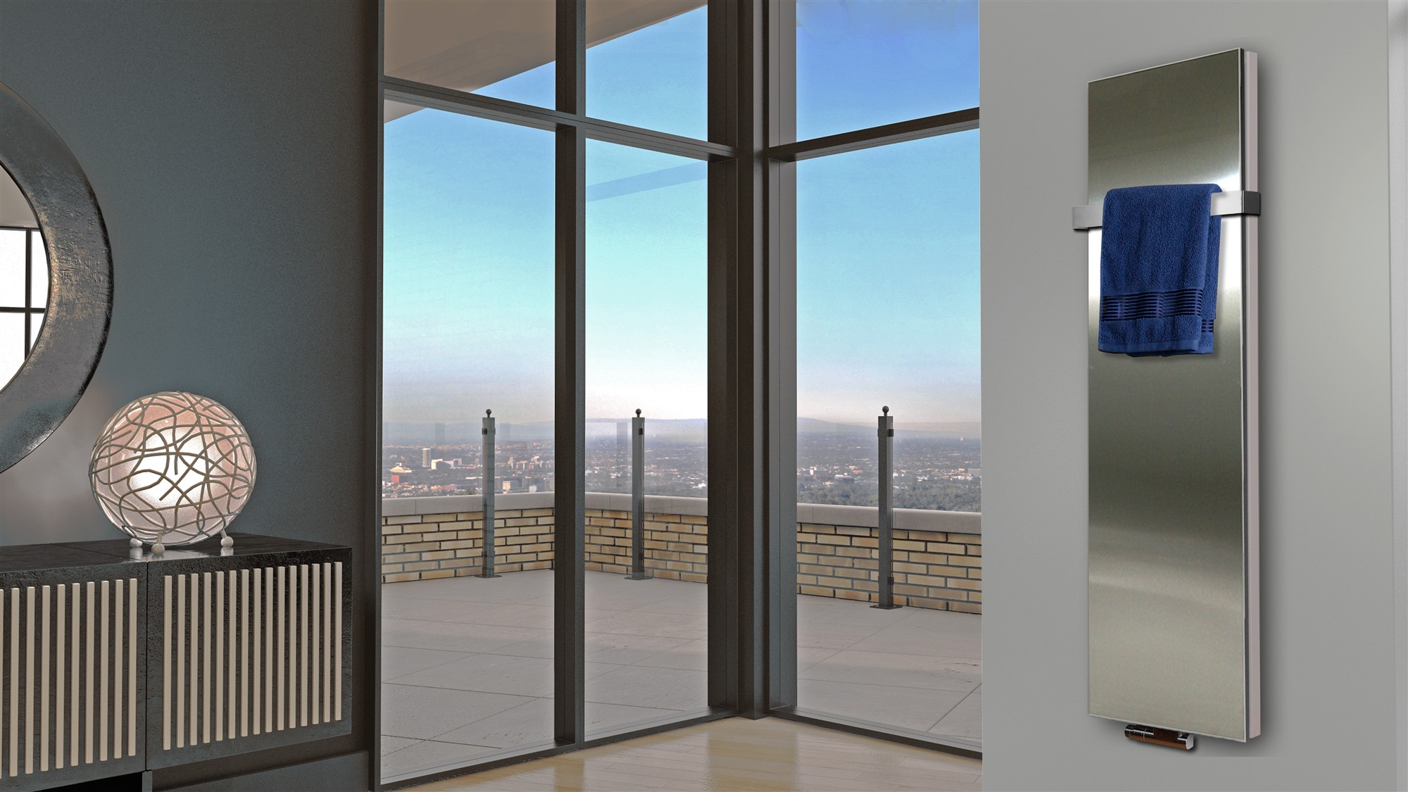 BADHEIZKÖRPER Design Mirror 6 180x47cm 1964 Watt Edelstahl matt (+1 Halter 50mm) SZAGATO Designheizkörper Handtuchheizkörper mit Mittelanschluss