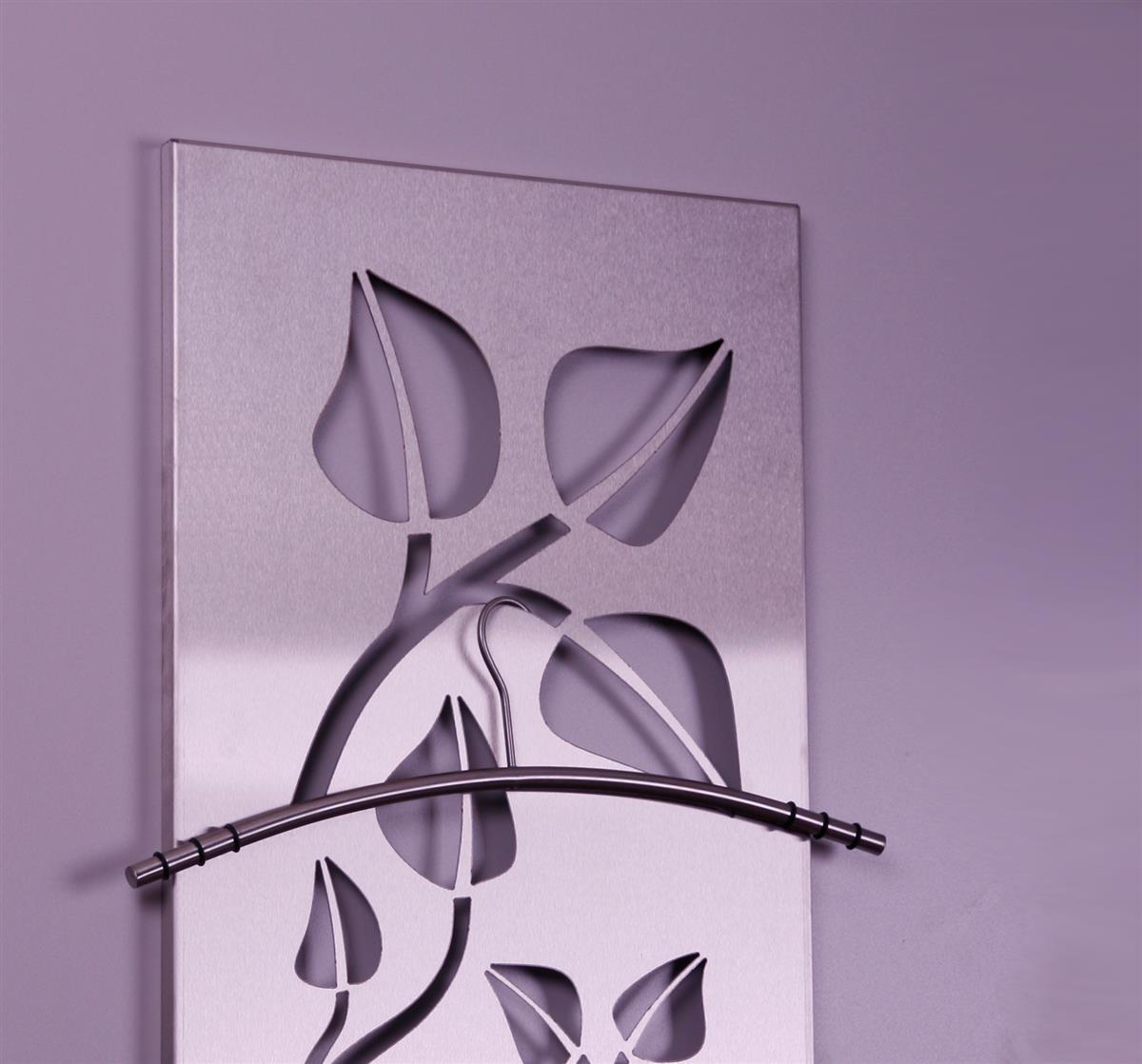 Garderobe Wandgarderobe Design Leaves 140x40cm Edelstahl matt SZAGATO Garderobe Metall Wand Garderobenpaneel Garderobenleiste Flurgarderobe Flur