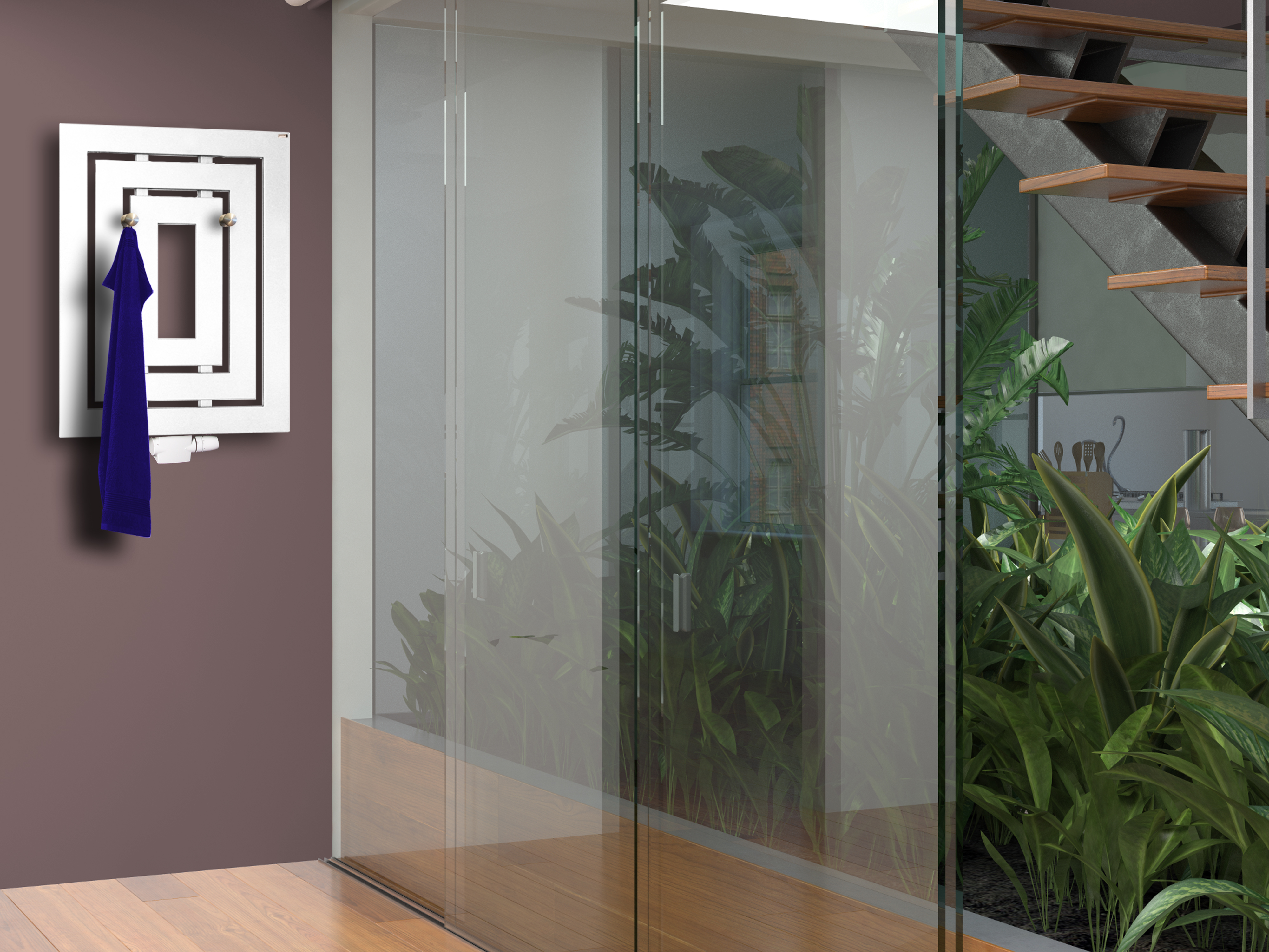 BADHEIZKÖRPER Design Insight 1 80x60cm 612 Watt weiß (+ 2 Knopfhalter) SZAGATO Designheizkörper Handtuchheizkörper mit Mittelanschluss Handtuchwärmer