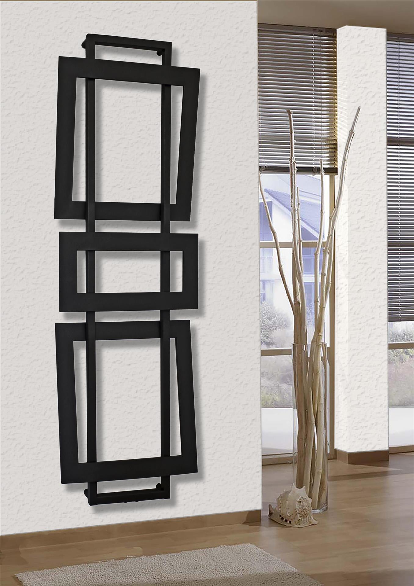 BADHEIZKÖRPER Design ART I 180x60cm 1019 Watt schwarz SZAGATO Designheizkörper Handtuchheizkörper mit Mittelanschluss Handtuchwärmer