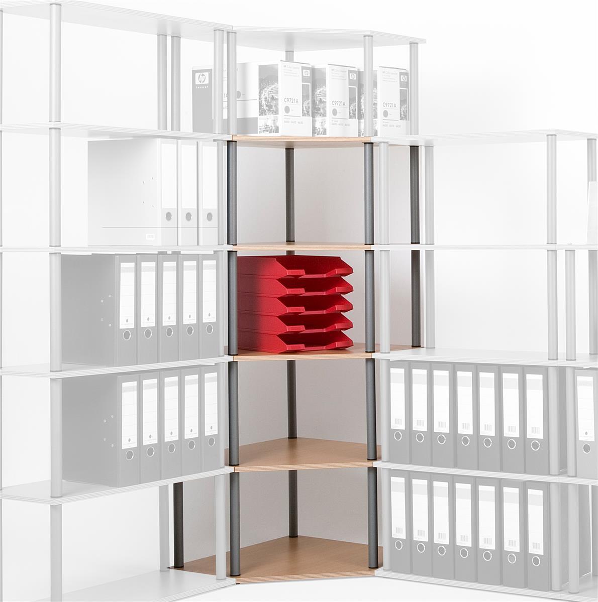 Wohnzimmerregal Bücherregal SZAGATO Eckregal 142x60x60cm Ahorn 5 Böden Made in Germany Ordnerregal Bücherregal Büroregal Holzregal Lagerregal