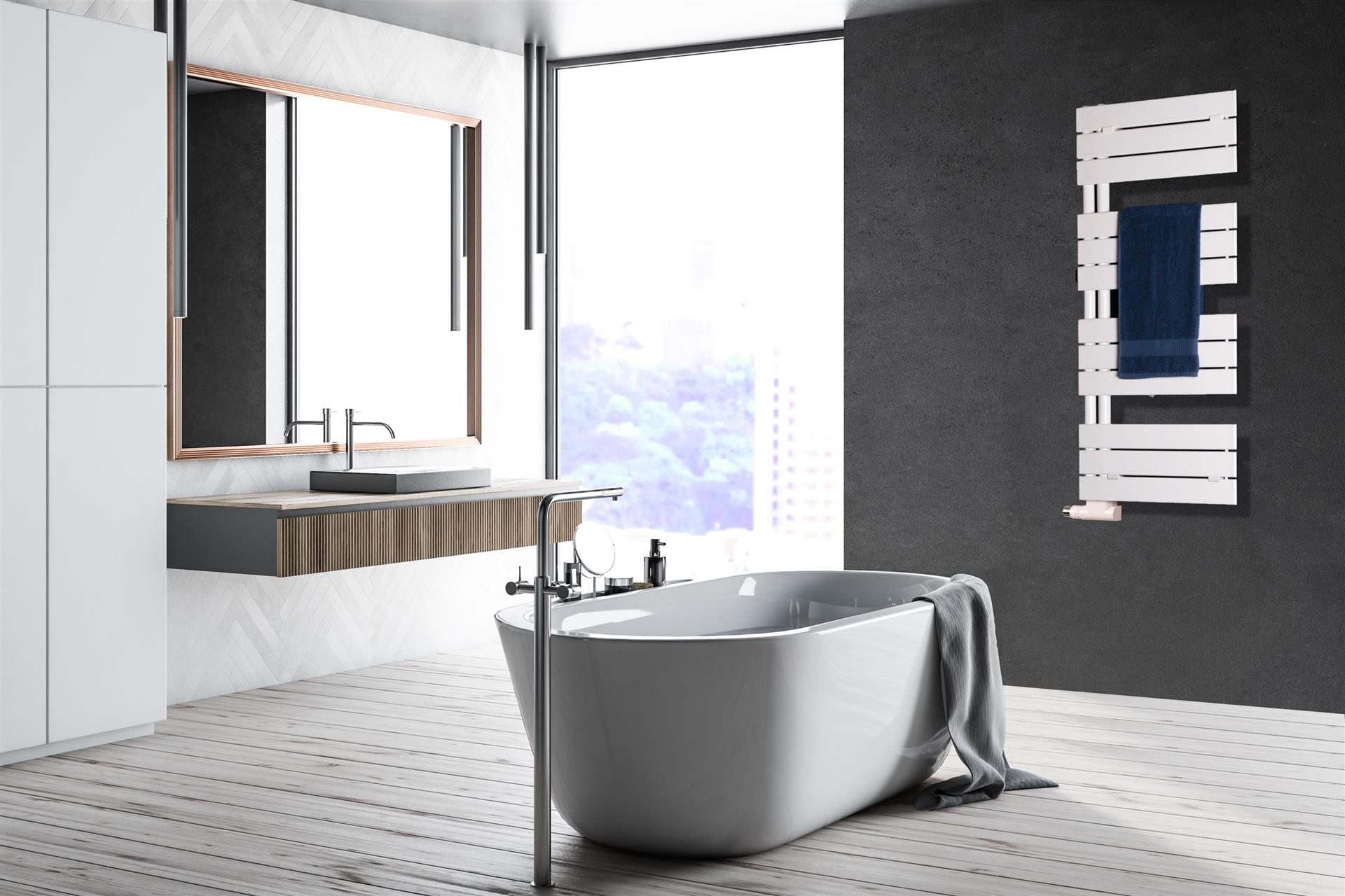 BADHEIZKÖRPER Design Chicago 1 115x50cm 525 Watt weiß SZAGATO Designheizkörper Handtuchheizkörper mit Mittelanschluss Handtuchwärmer