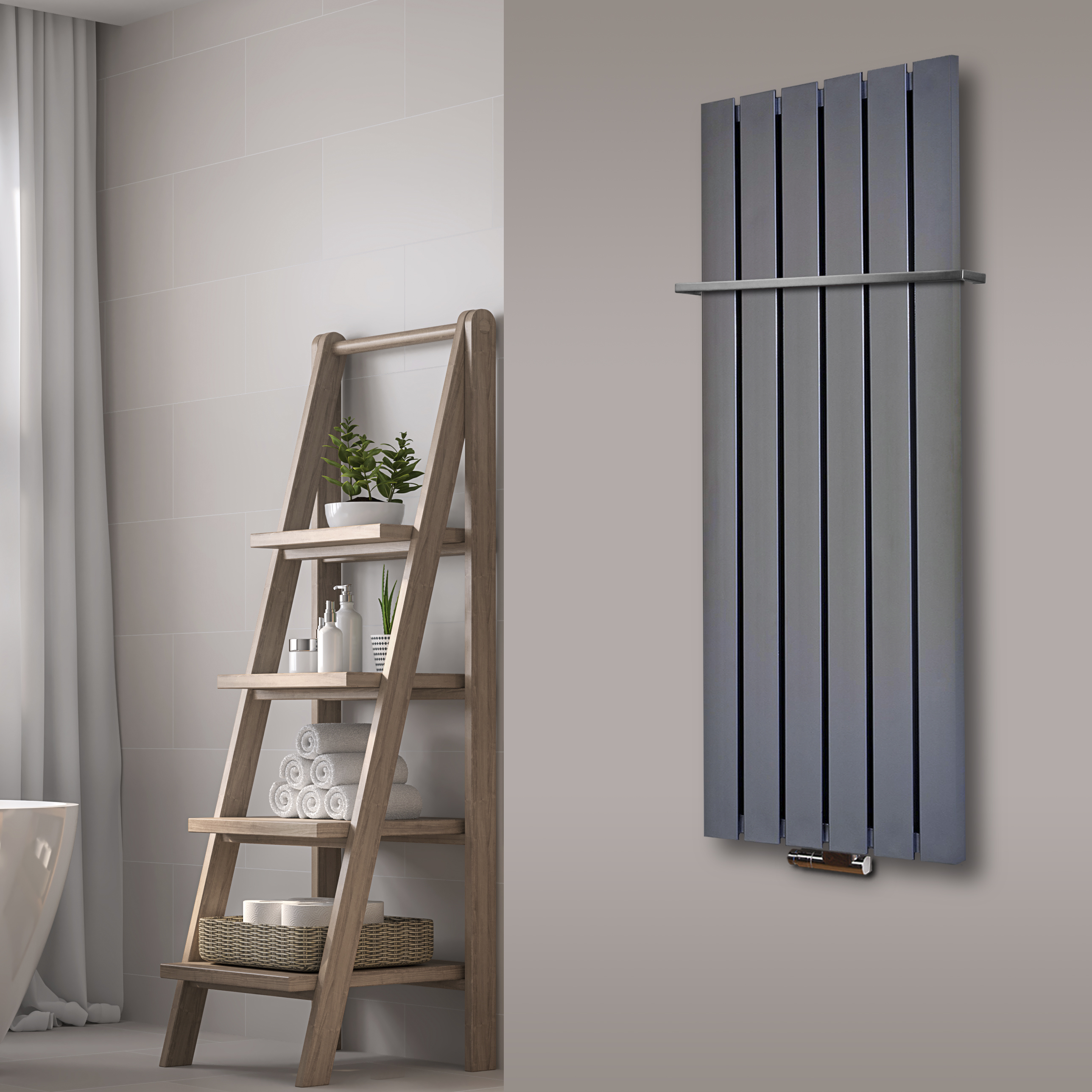 BADHEIZKÖRPER Design Peking 2 120x47cm 799 Watt Edelstahloptik + (+1 Halter 15mm) SZAGATO Handtuchheizkörper mit Mittelanschluss Handtuchwärmer