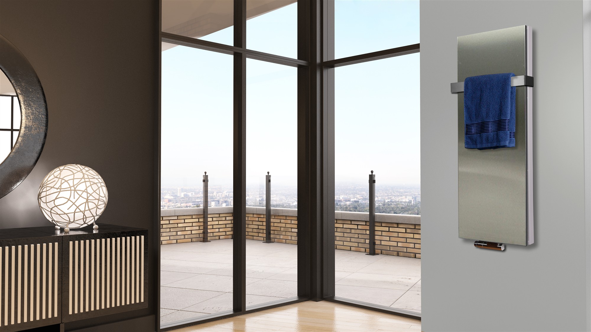 BADHEIZKÖRPER Design Mirror 5 120x47cm 1458 Watt Edelstahl matt (+1 Halter 50mm) SZAGATO Designheizkörper Handtuchheizkörper mit Mittelanschluss