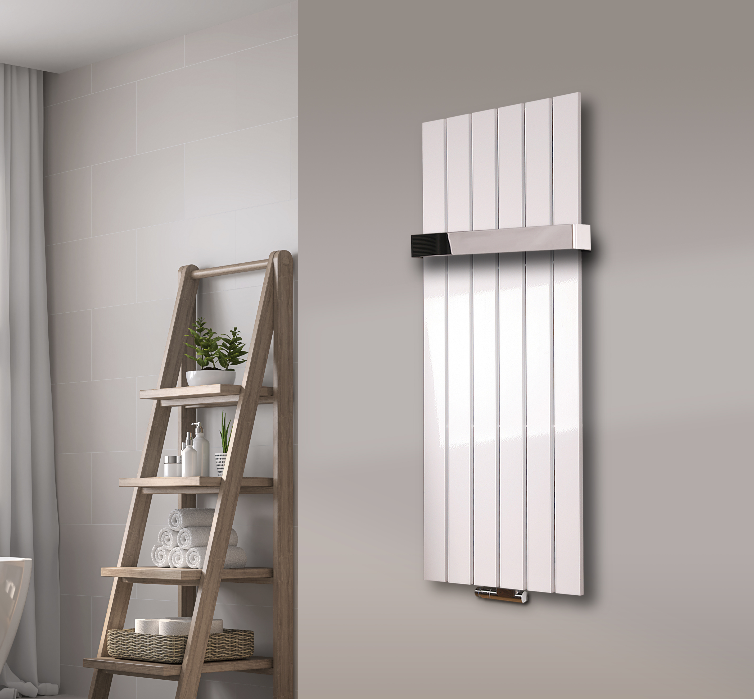 BADHEIZKÖRPER Design Peking 2 120x47cm 799 Watt weiß (+1 Halter 50mm glanz) SZAGATO Designheizkörper Handtuchheizkörper Mittelanschluss Handtuchwärmer