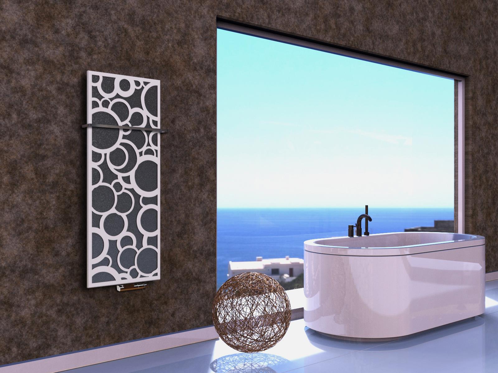 BADHEIZKÖRPER Design Kreta 2 120x47cm 799 Watt anthrazit moonstone weiß (+1 Halter 15mm) SZAGATO Designheizkörper mit Mittelanschluss Handtuchwärmer