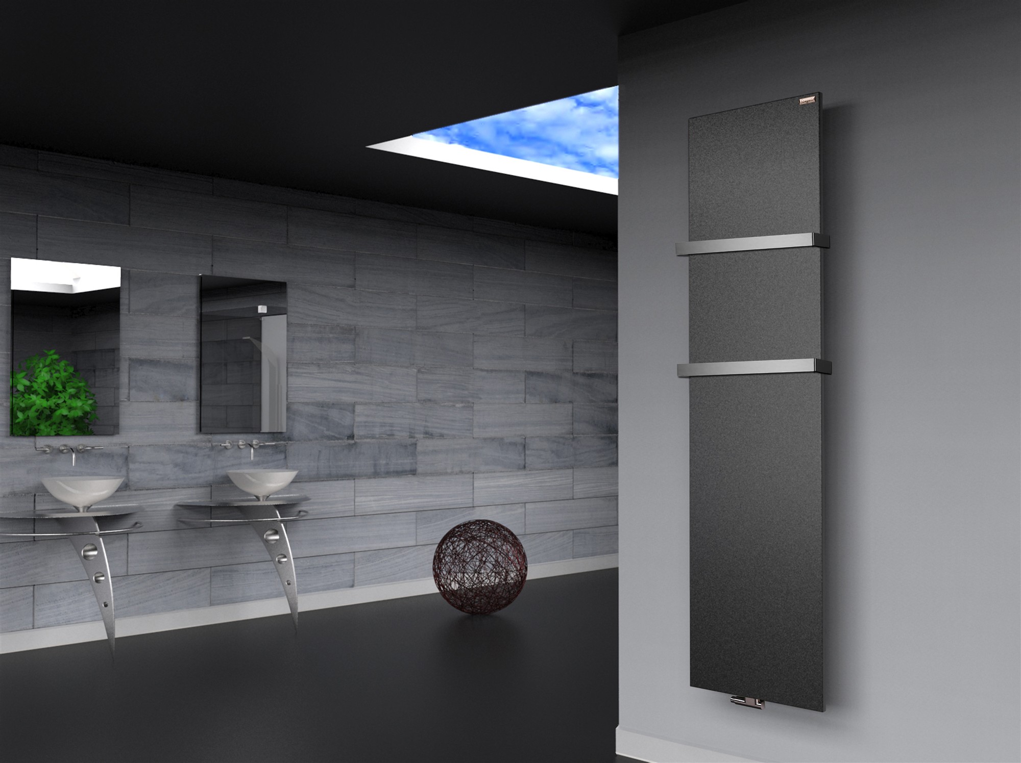 BADHEIZKÖRPER Design Mirror Steel 3 180x47cm 1118 Watt anthrazit - moonstone (+2 Halter 30mm) SZAGATO Designheizkörper Mittelanschluss Handtuchwärmer