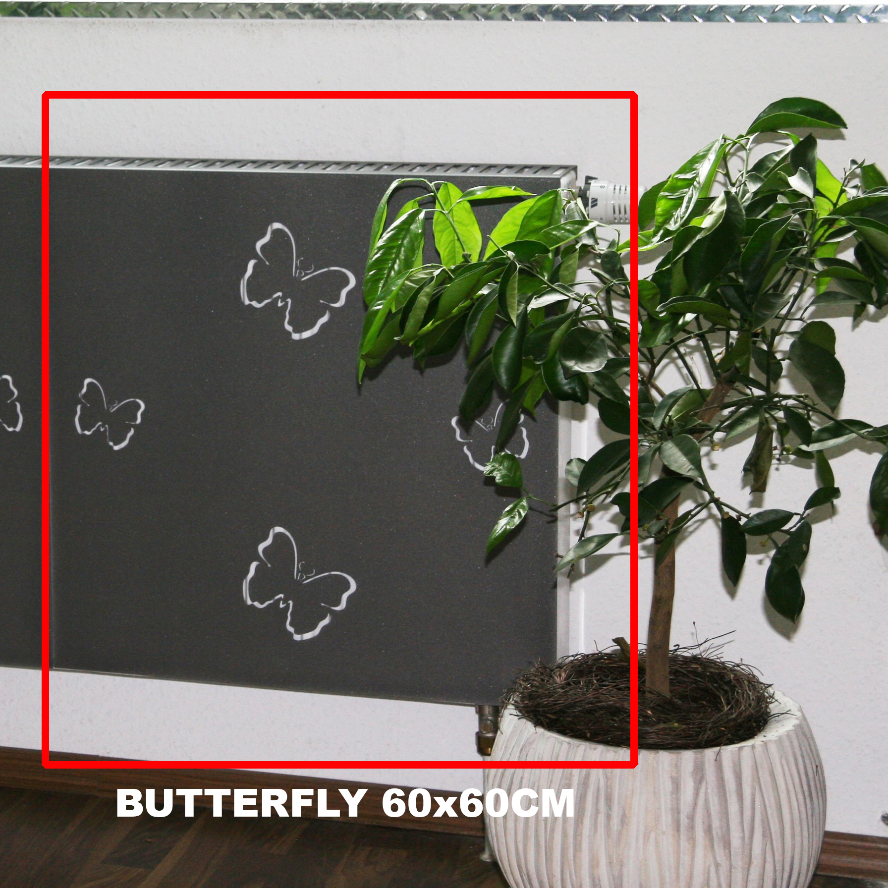 Heizkörperverkleidung 60 x 60cm Butterfly anthrazit 1 Stück SZAGATO Heizungsverkleidung Verkleidung Heizkörper Abdeckung Heizkörper Heizungsabdeckung