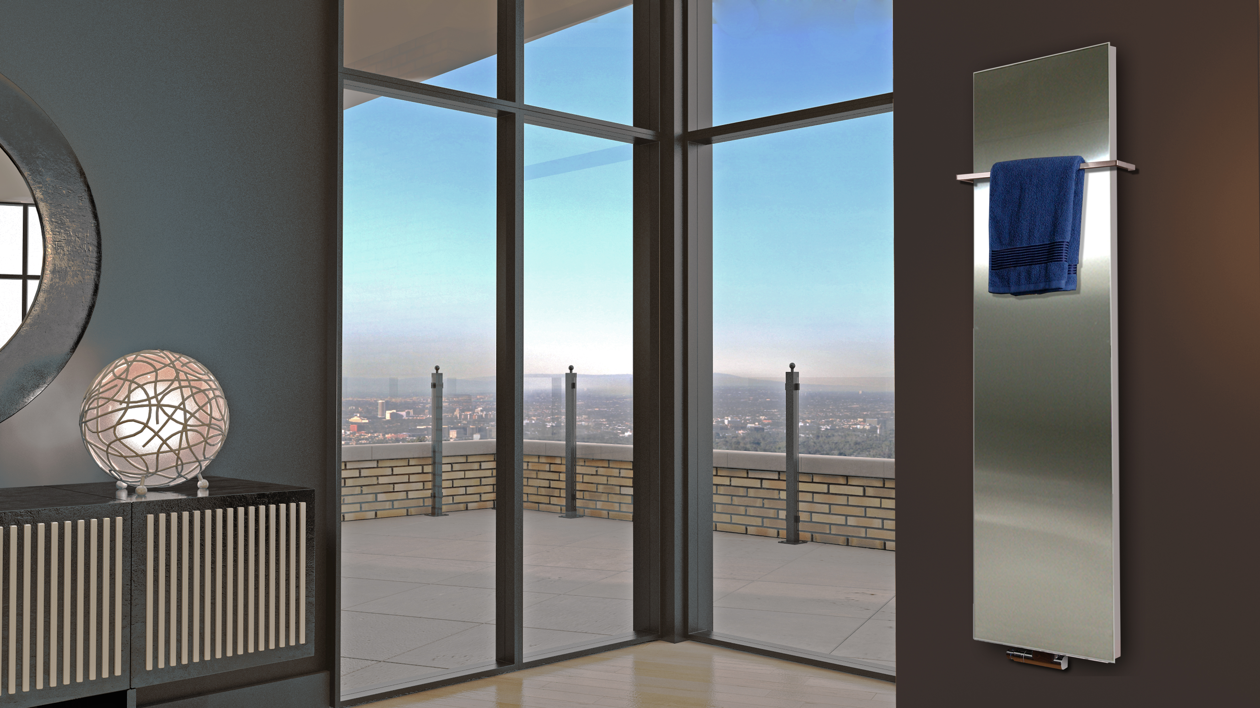 BADHEIZKÖRPER Design Mirror 3 180x47cm 1118 Watt Edelstahl matt (+1 Halter 15mm) SZAGATO Designheizkörper Handtuchheizkörper mit Mittelanschluss