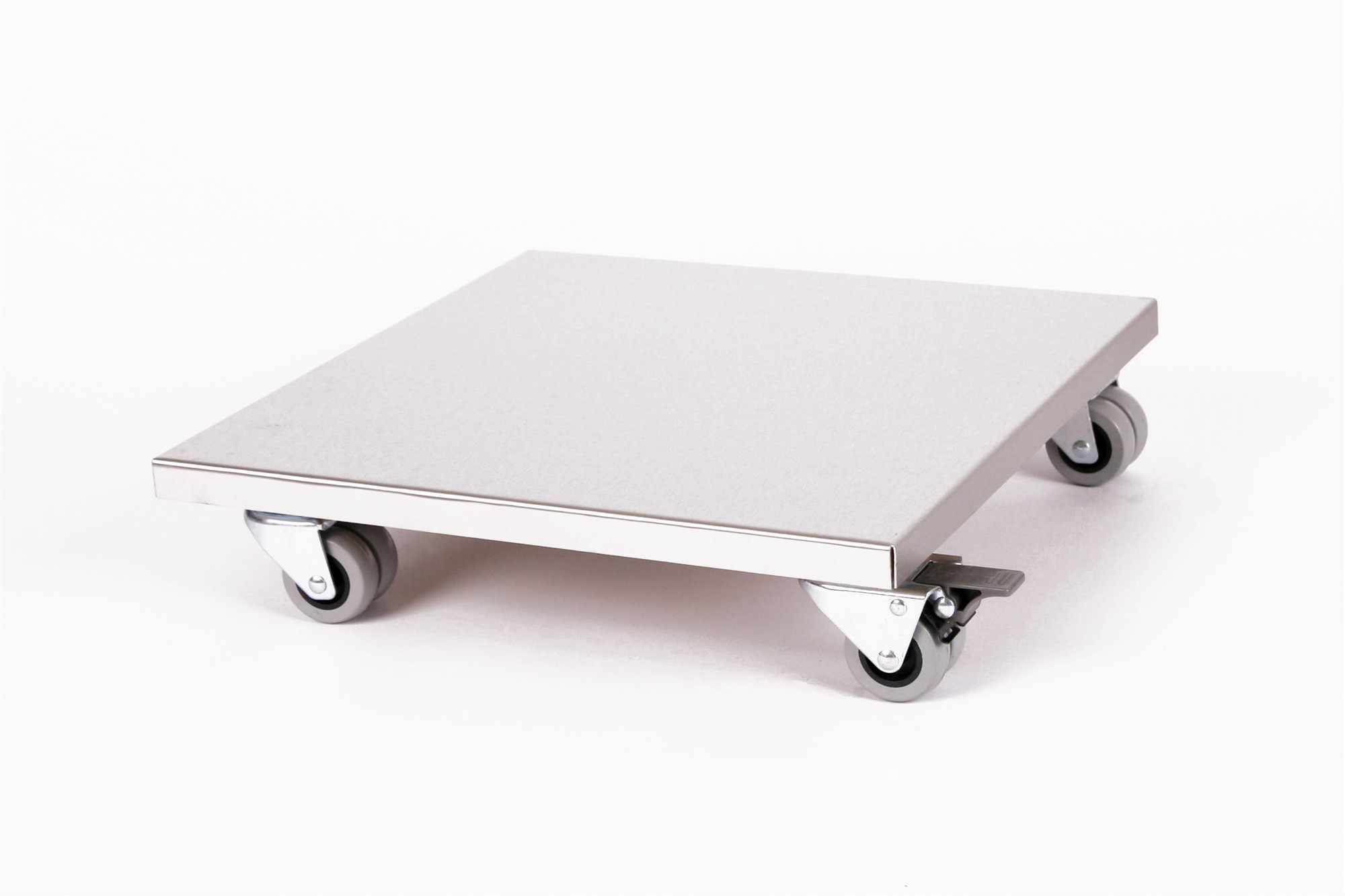 Rollbrett Pflanzenroller 40x40cm Edelstahl 300kg Doppelrollen + Bremse SZAGATO Made in Germany Blumenuntersetzer Möbelroller Outdoor Blumenroller