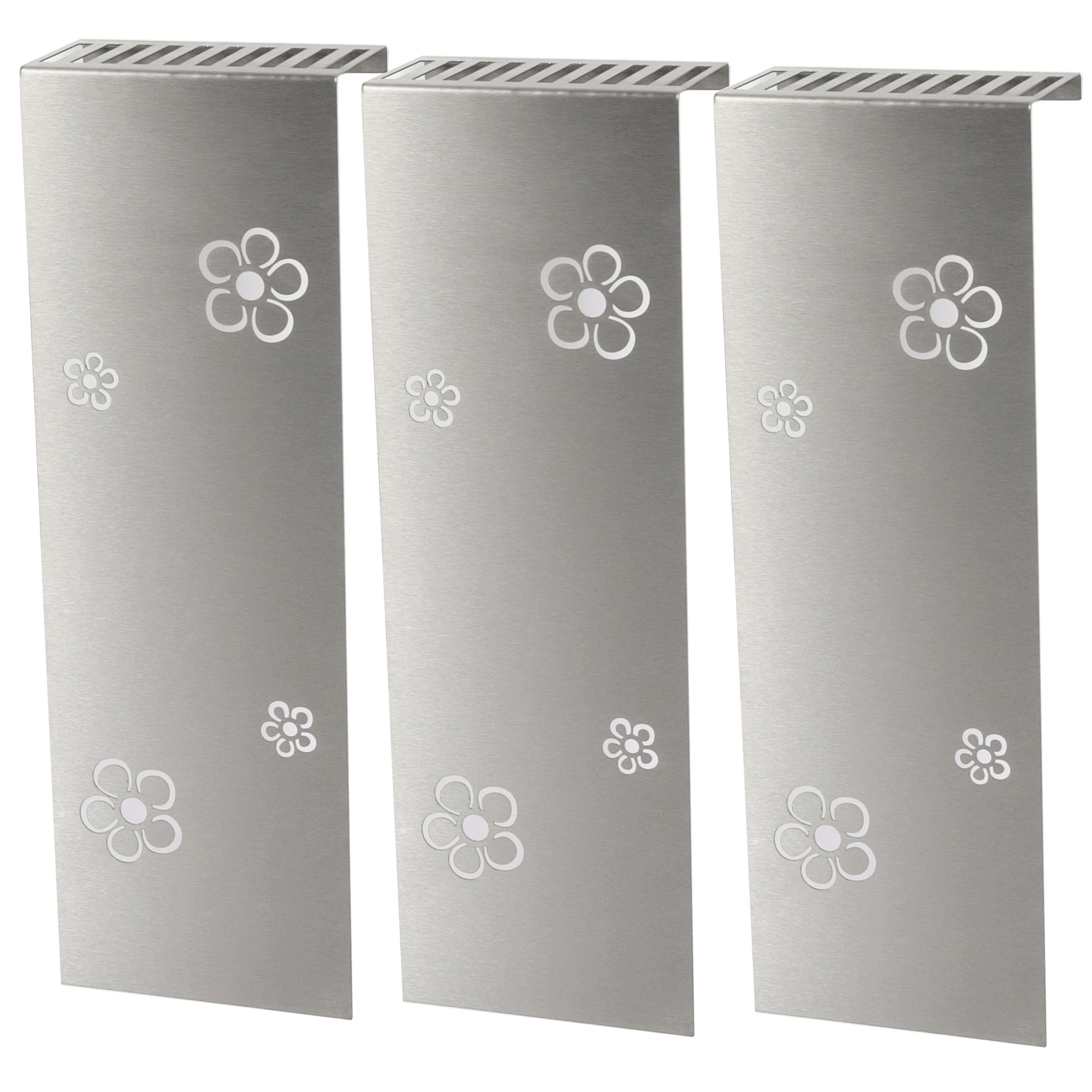 Heizkörperverkleidung Edelstahl 60 x 20cm Design Flower Frame (3 Stück) SZAGATO Heizungsverkleidung Verkleidung Heizkörper Abdeckung für Heizkörper