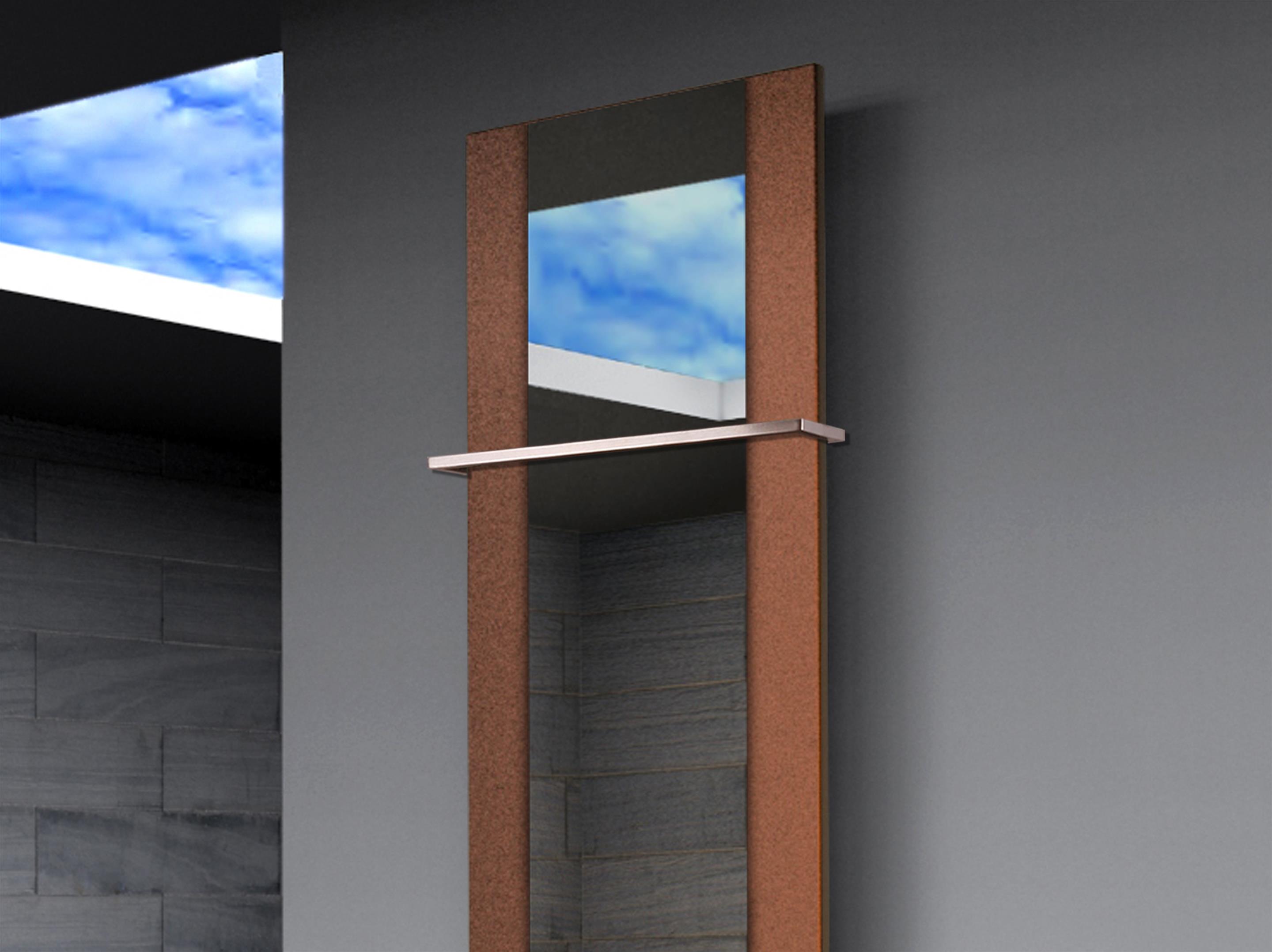 BADHEIZKÖRPER mit Spiegel Design Singapur 3 180x47cm 1118 Watt braun  (+1 Halter 15mm) SZAGATO Designheizkörper mit Mittelanschluss Handtuchwärmer