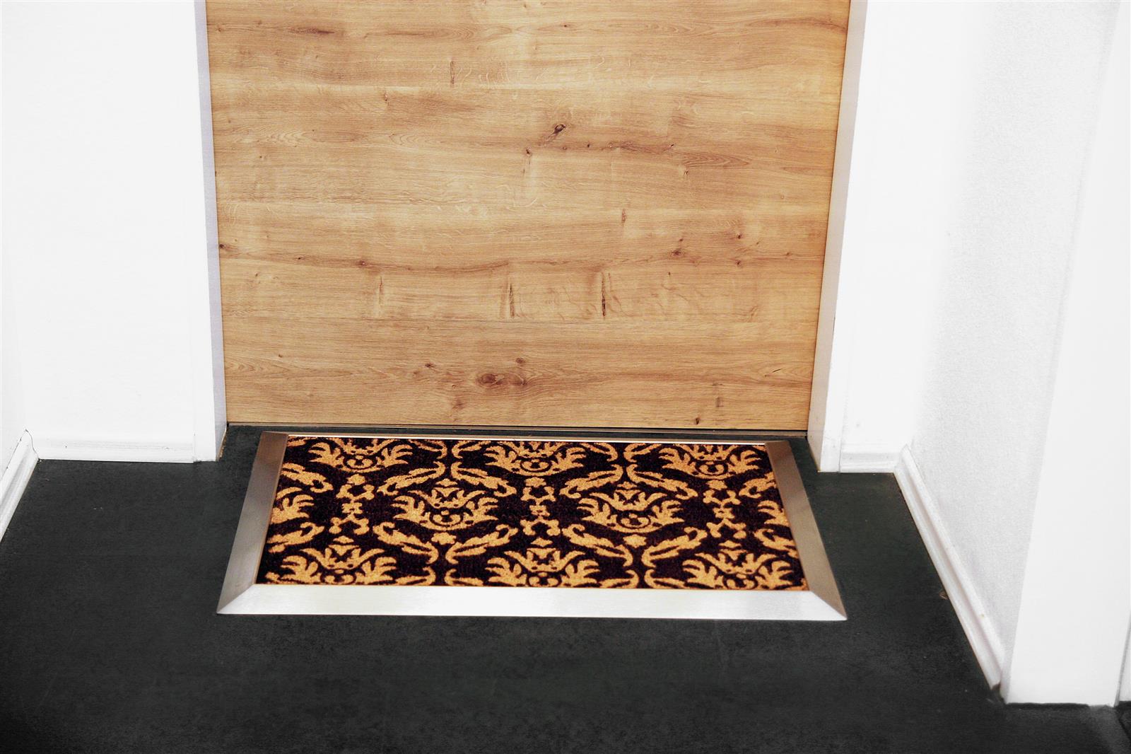 Fußmatte mit Edelstahl-Rahmen 84x54cm Design 33 Kokos braun SZAGATO Fussmatte außen Fussmatte outdoor Fussmatte innen Schuhabstreifer Fussabtreter