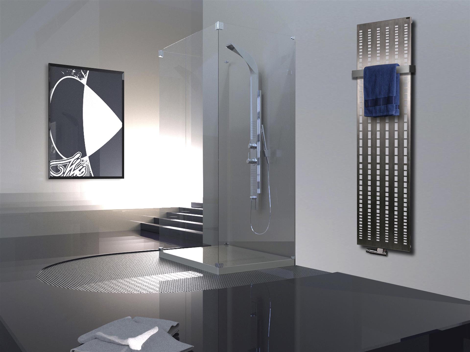 BADHEIZKÖRPER Design broken Mirror 3 180x47cm 1118 Watt Edelstahl matt (+1 Halter 50mm) SZAGATO Designheizkörper mit Mittelanschluss Handtuchwärmer