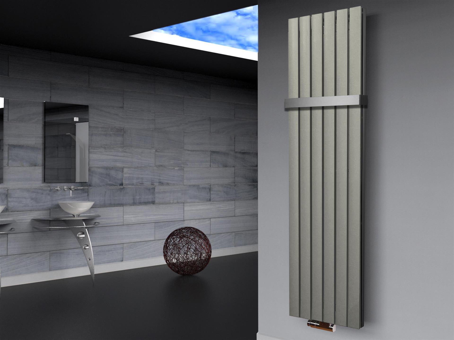 BADHEIZKÖRPER Design Peking 6 180x47cm 1964 Watt Edelstahloptik (+1 Halter 50mm) SZAGATO Handtuchheizkörper mit Mittelanschluss Handtuchwärmer