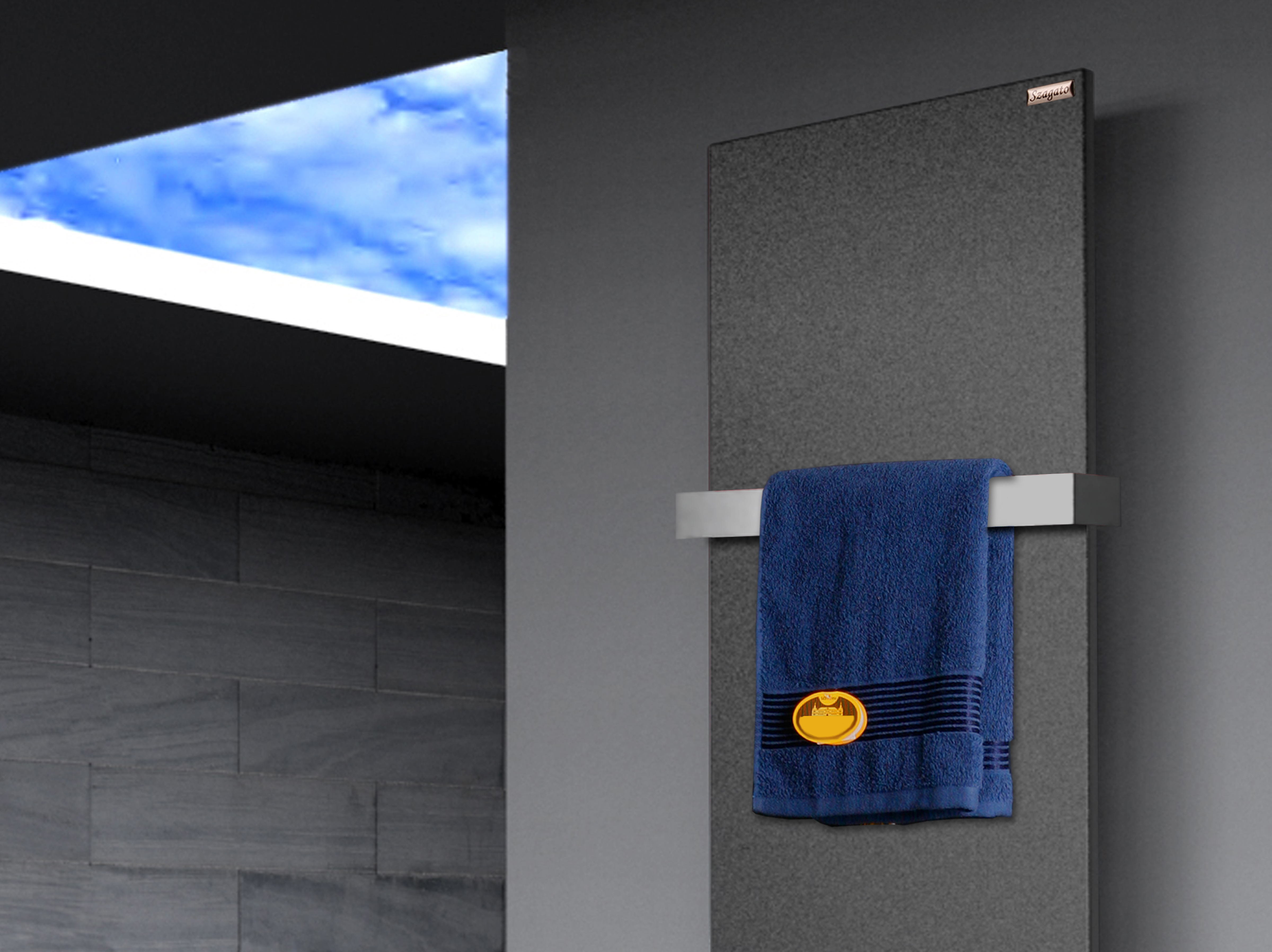 BADHEIZKÖRPER Design Mirror Steel 3 180x47cm 1118 Watt anthrazit - moonstone (+1 Halter 50mm) SZAGATO Designheizkörper Mittelanschluss Handtuchwärmer