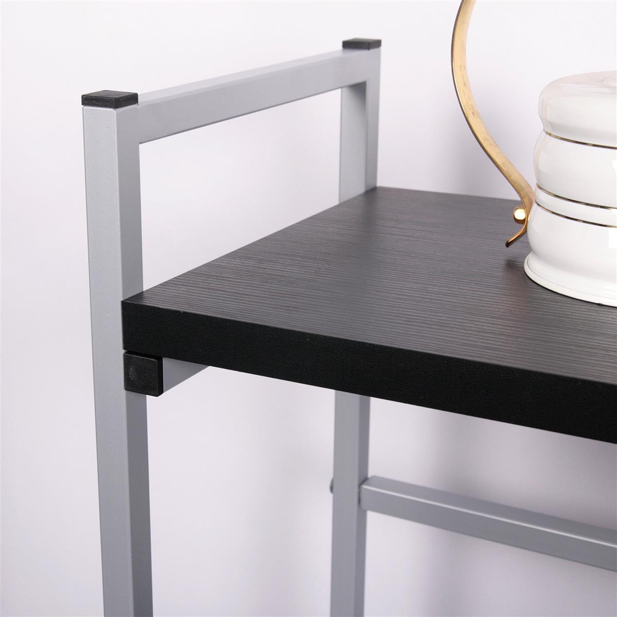 Tischwagen / Ordner-Rollwagen 100x89x30cm 3 Böden schwarz + 2 Ordnerhalter SZAGATO Ordner Rolltisch Ordner Rollwagen Regal mit Rollen Bürowagen Aktenwagen