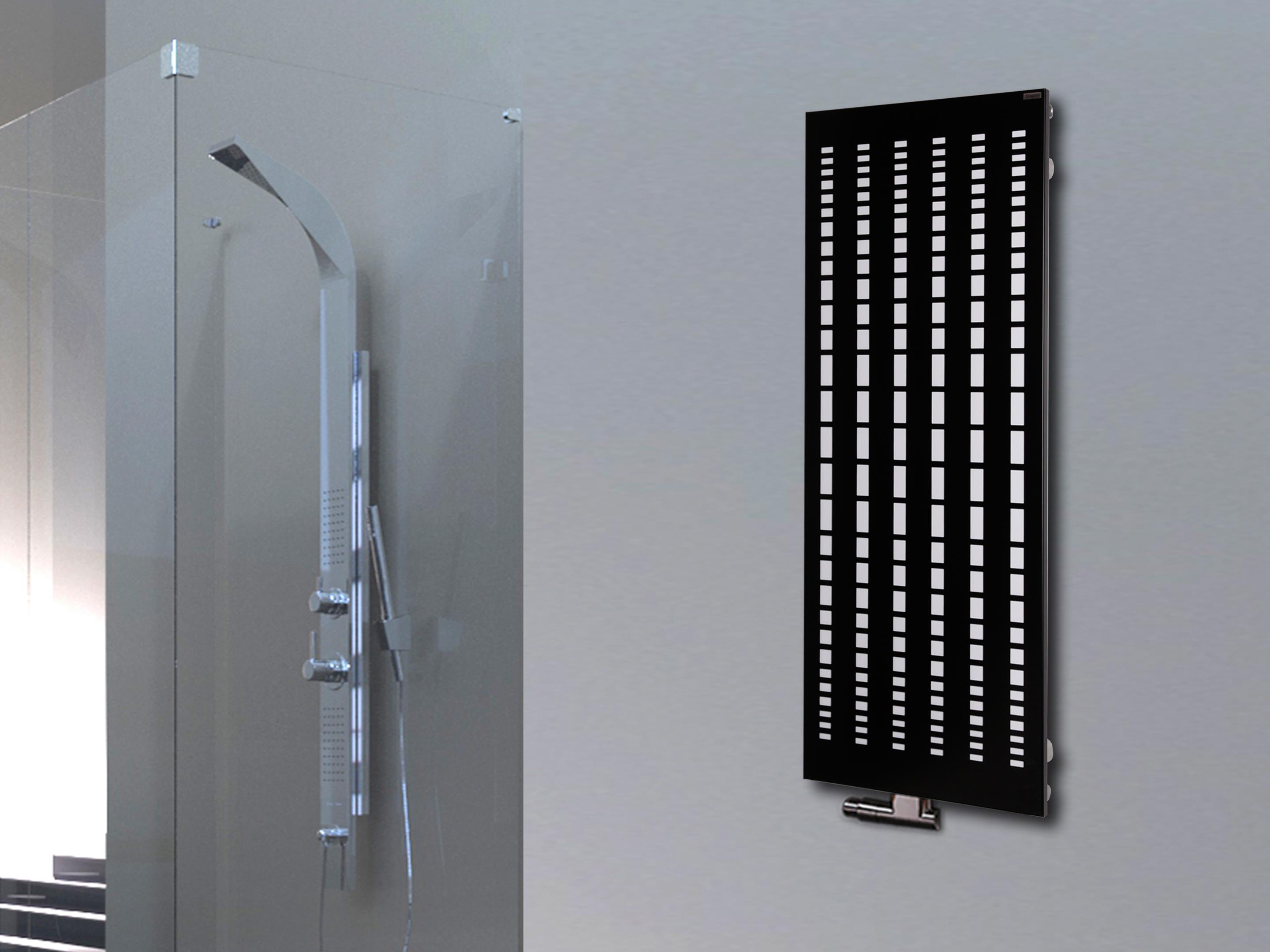 BADHEIZKÖRPER Design broken Mirror 2 120x47cm 799 Watt schwarz SZAGATO Designheizkörper Handtuchheizkörper mit Mittelanschluss Handtuchwärmer