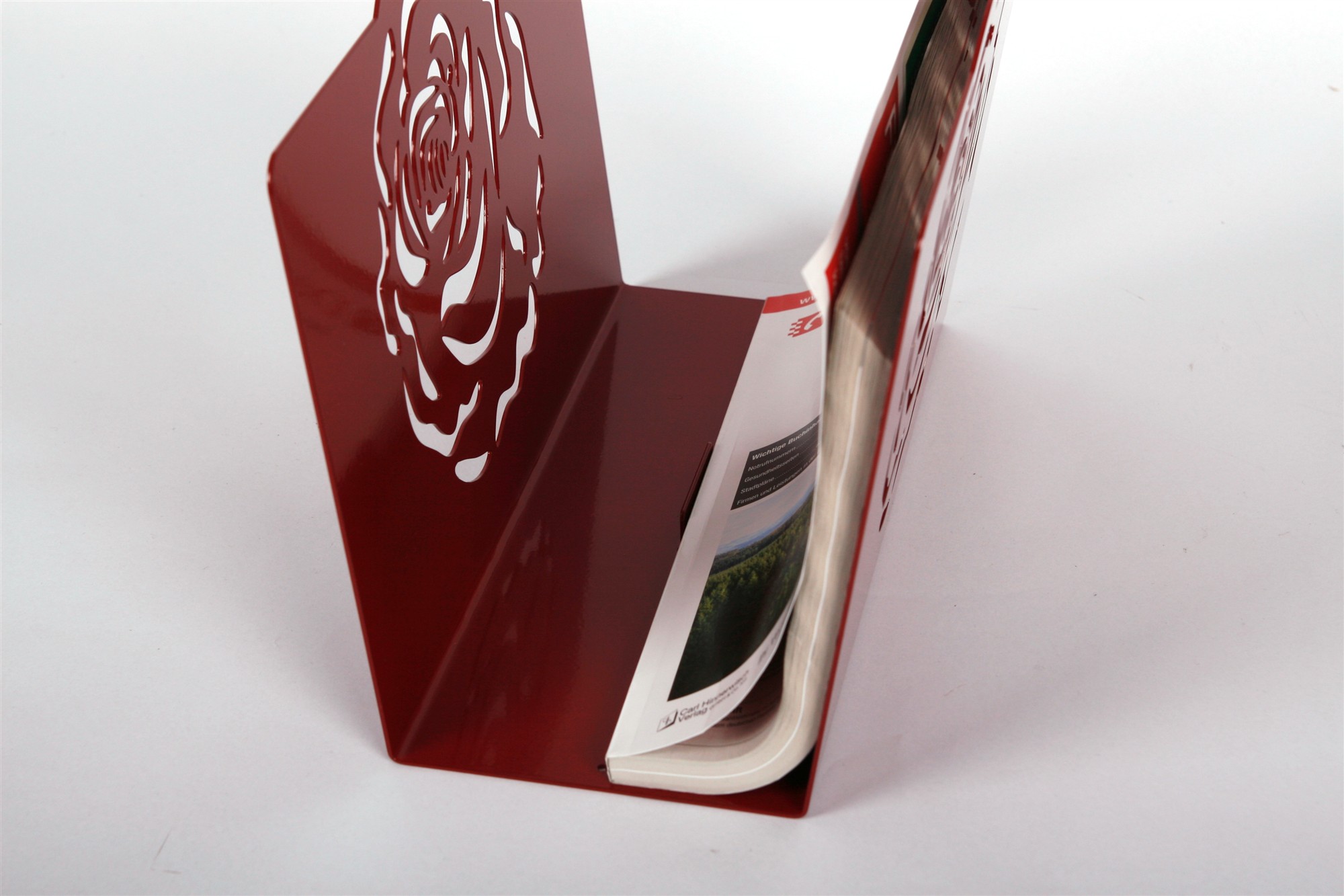 Zeitungsständer Rose 23x32x12cm rot SZAGATO Made in Germany  Zeitschriftenständer Metall Zeitschriftenhalter Zeitungshalter modern
