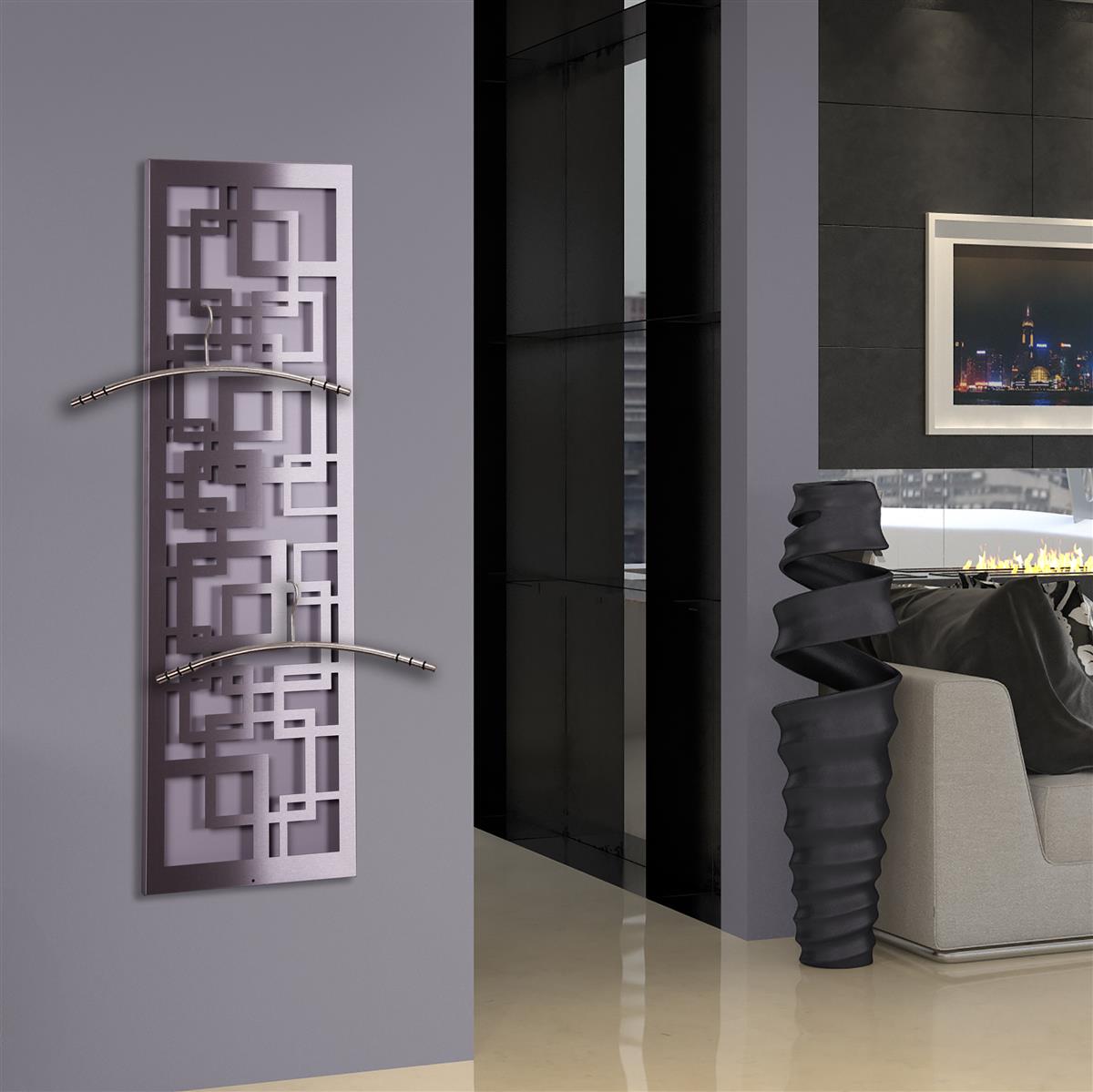 Garderobe Wandgarderobe Design Quadrat 140x40cm Edelstahl matt SZAGATO Garderobe Metall Garderobe Wand Garderobenpaneel Garderobenleiste Flur