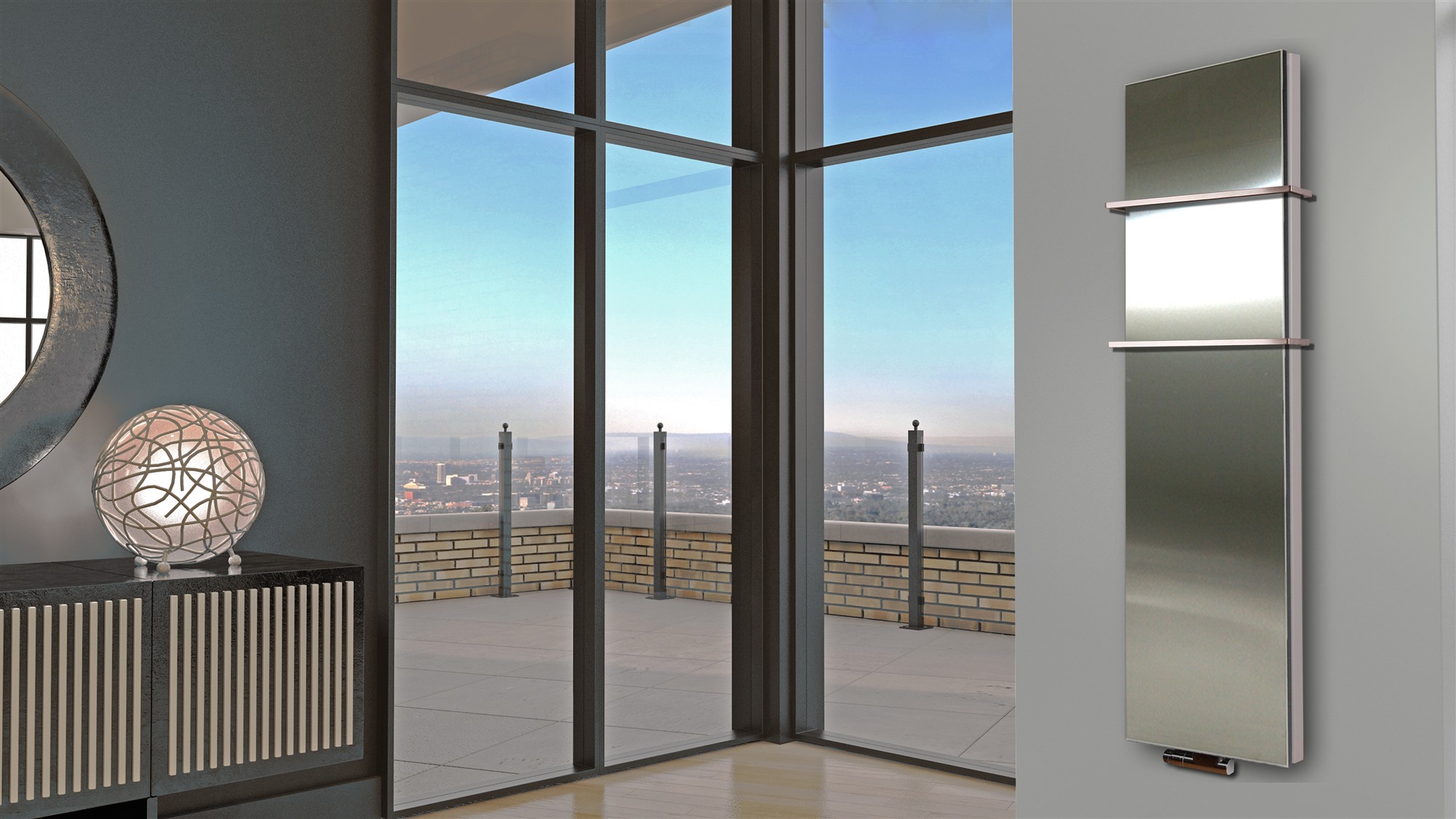 BADHEIZKÖRPER Design Mirror 6 180x47cm 1964 Watt Edelstahl matt (+2 Halter 15mm) SZAGATO Designheizkörper Handtuchheizkörper mit Mittelanschluss