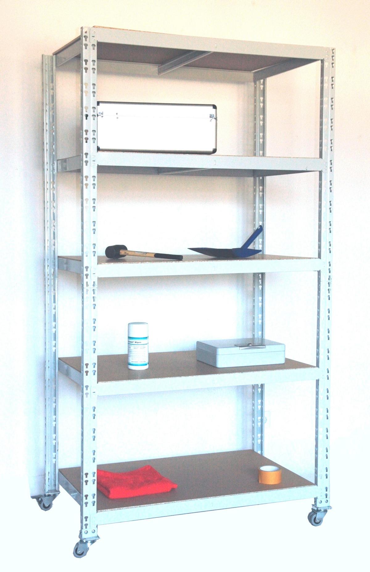 Transportwagen Rollregal 300kg HxLxB 180x100x60cm 5 Böden grau SZAGATO Büro Rollwagen Rollregal Archivregal mit Rollen Büroregal Bürowagen Aktenwagen