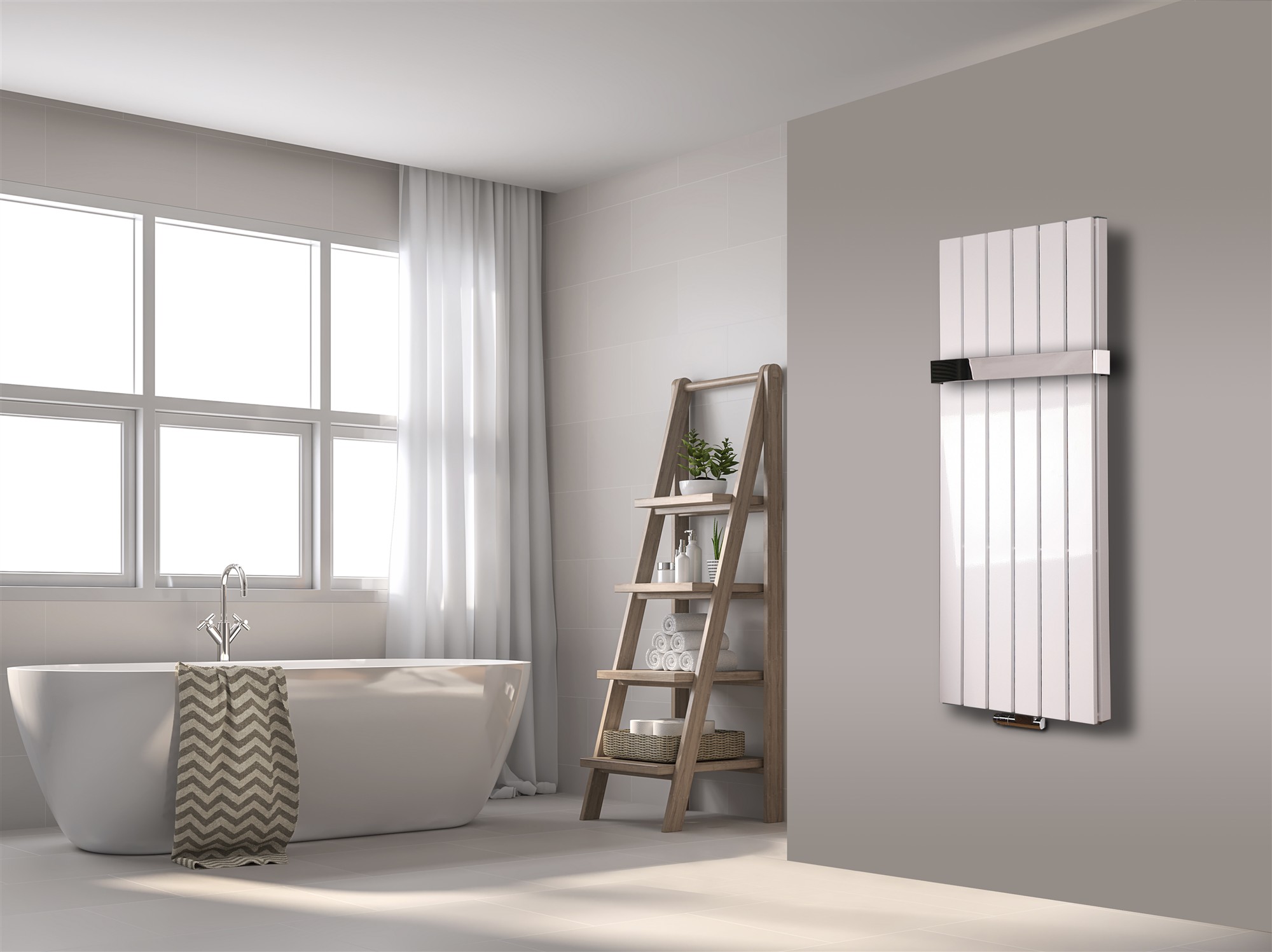 BADHEIZKÖRPER Design Peking 5 120x47cm 1458 Watt weiß (+1 Halter 50mm glänzend) SZAGATO Designheizkörper Handtuchheizkörper mit Mittelanschluss Handtuchwärmer