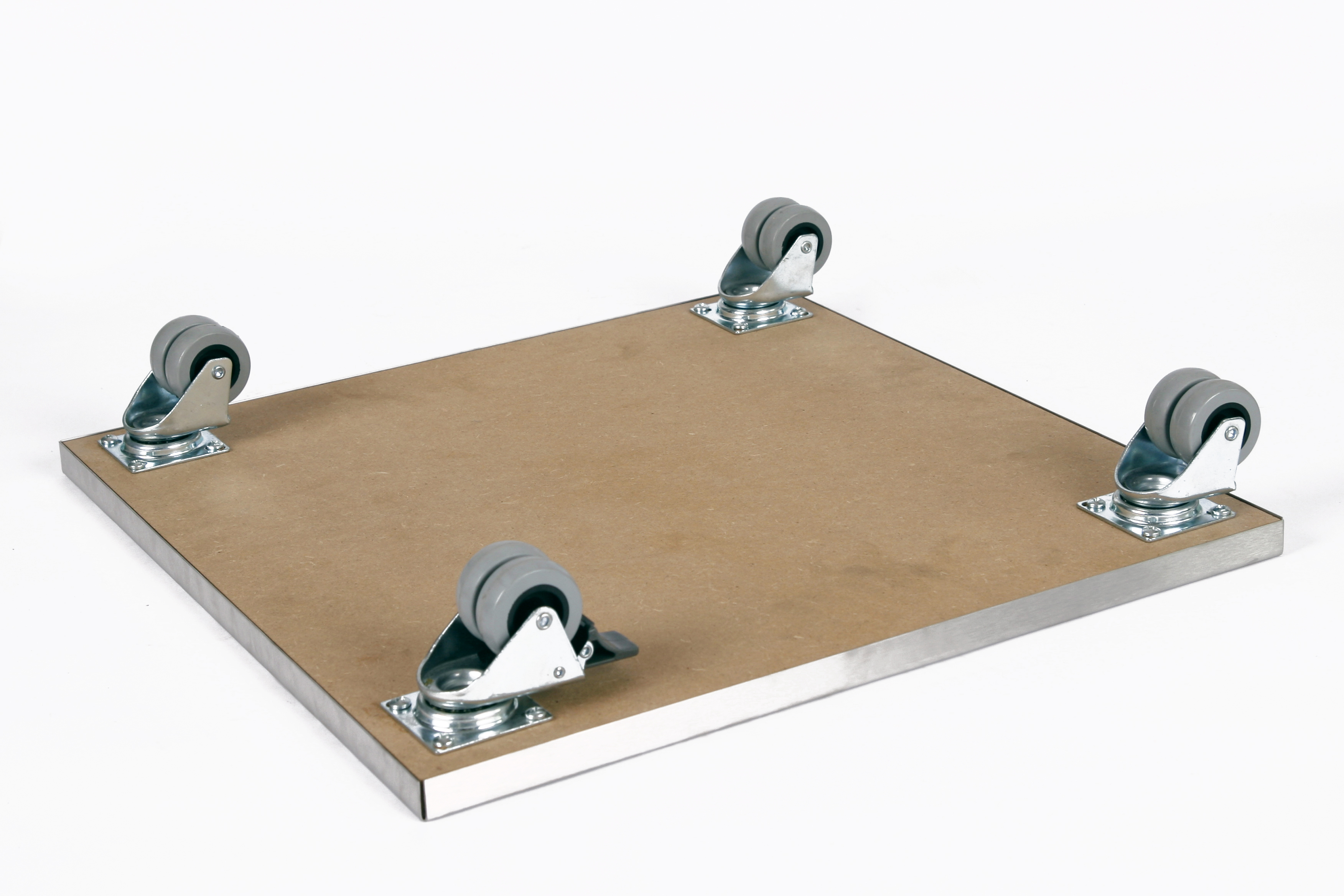 Rollbrett Pflanzenroller 50x50cm Edelstahl 300kg Doppelrollen + Bremse SZAGATO Made in Germany Blumenuntersetzer Möbelroller Outdoor Blumenroller