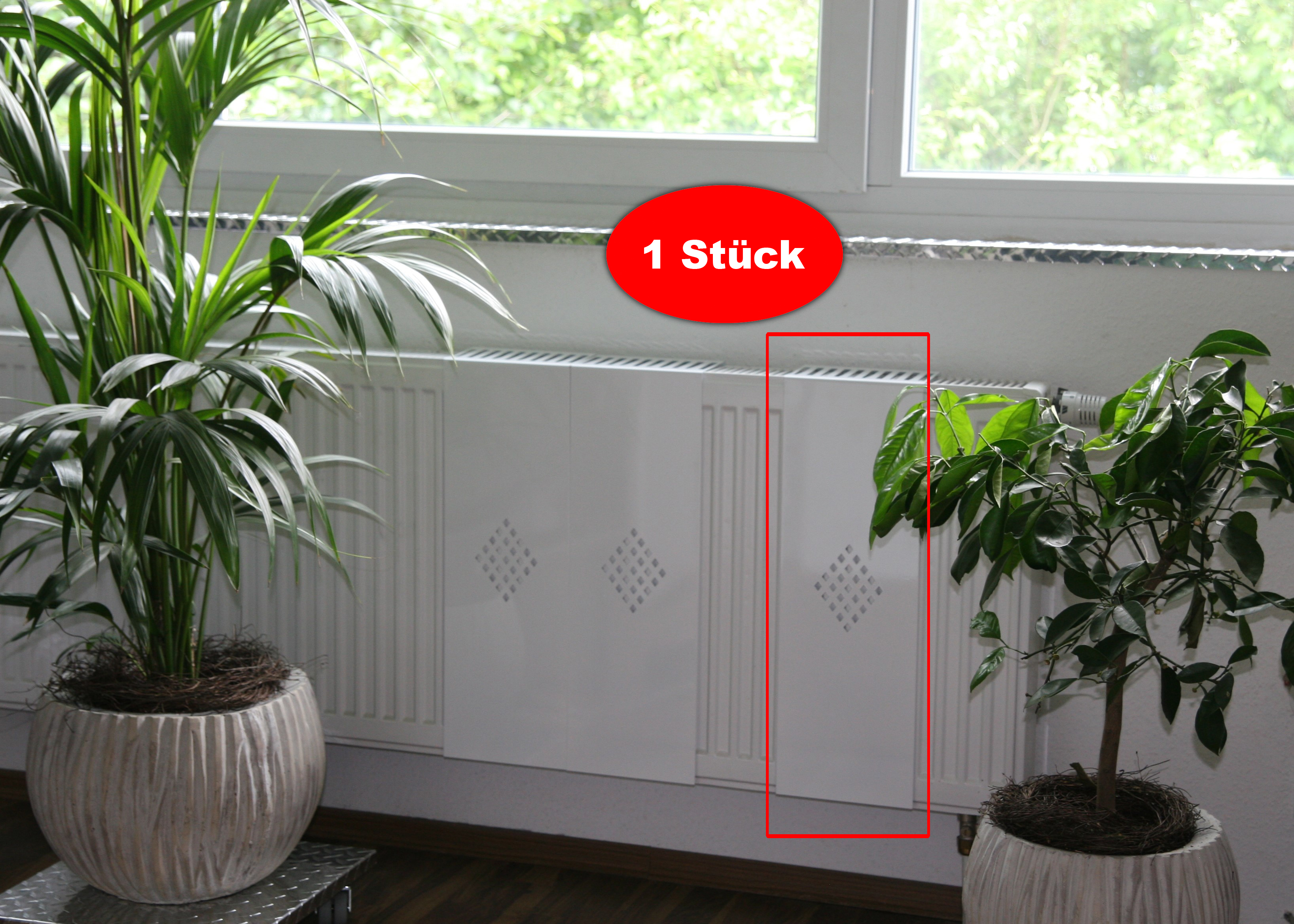 Heizkörperverkleidung 60 x 20cm Design Raute weiß (1 Stück) SZAGATO Heizungsverkleidung Verkleidung Heizkörper Abdeckung Heizkörper Heizungsabdeckung