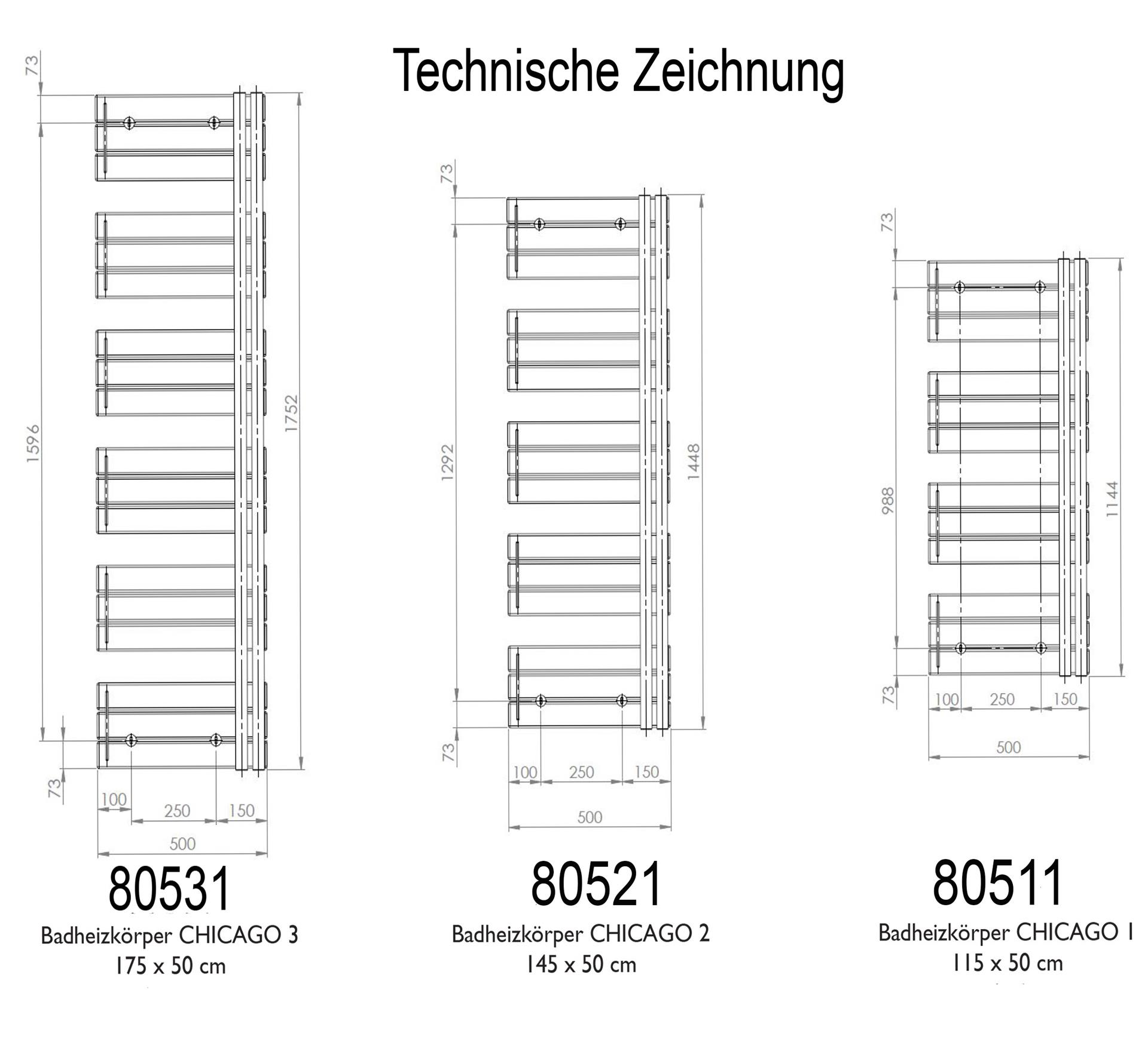 BADHEIZKÖRPER Design Chicago 1 115x50cm 525 Watt weiß SZAGATO Designheizkörper Handtuchheizkörper mit Mittelanschluss Handtuchwärmer